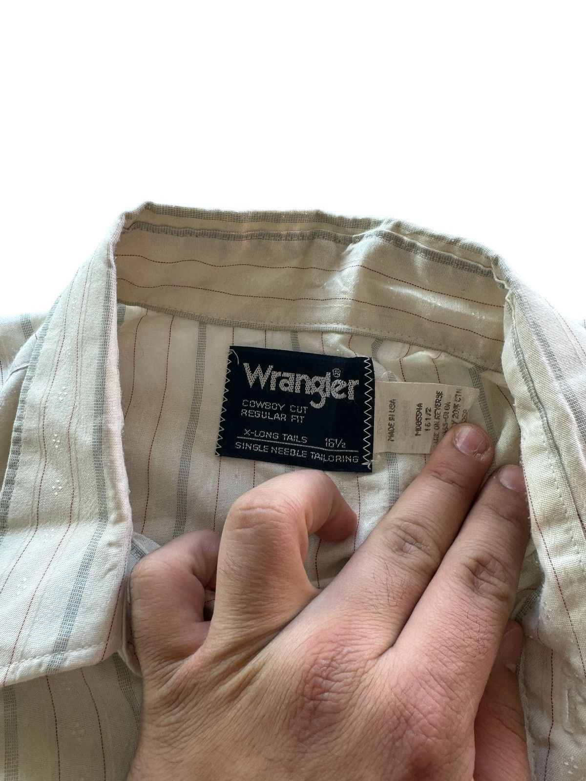 Vintage × Wrangler Vintage Wrangle Cowboy Cut Pearl Snap Long Tail Button Up Size US XL / EU 56 / 4 - 3 Thumbnail