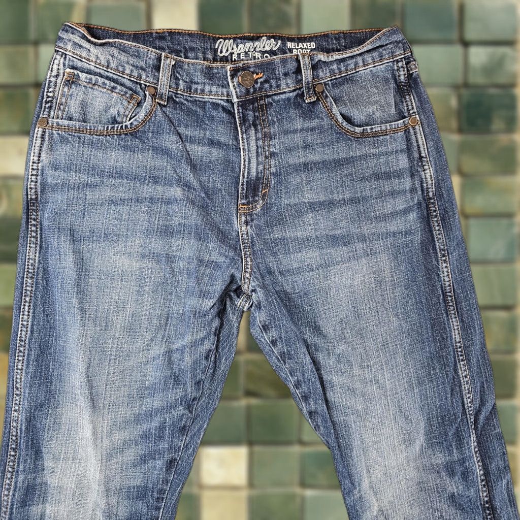 Wrangler Wrangler Retro Jeans Mens 34x29 Bootcut Denim Stretch Wrangler Retro Relaxed Boot Jeans Mens 34 Blue Pockets Zip Mens Wrangler Retro Vintage No Size US 34 / EU 50 - 1 Thumbnail