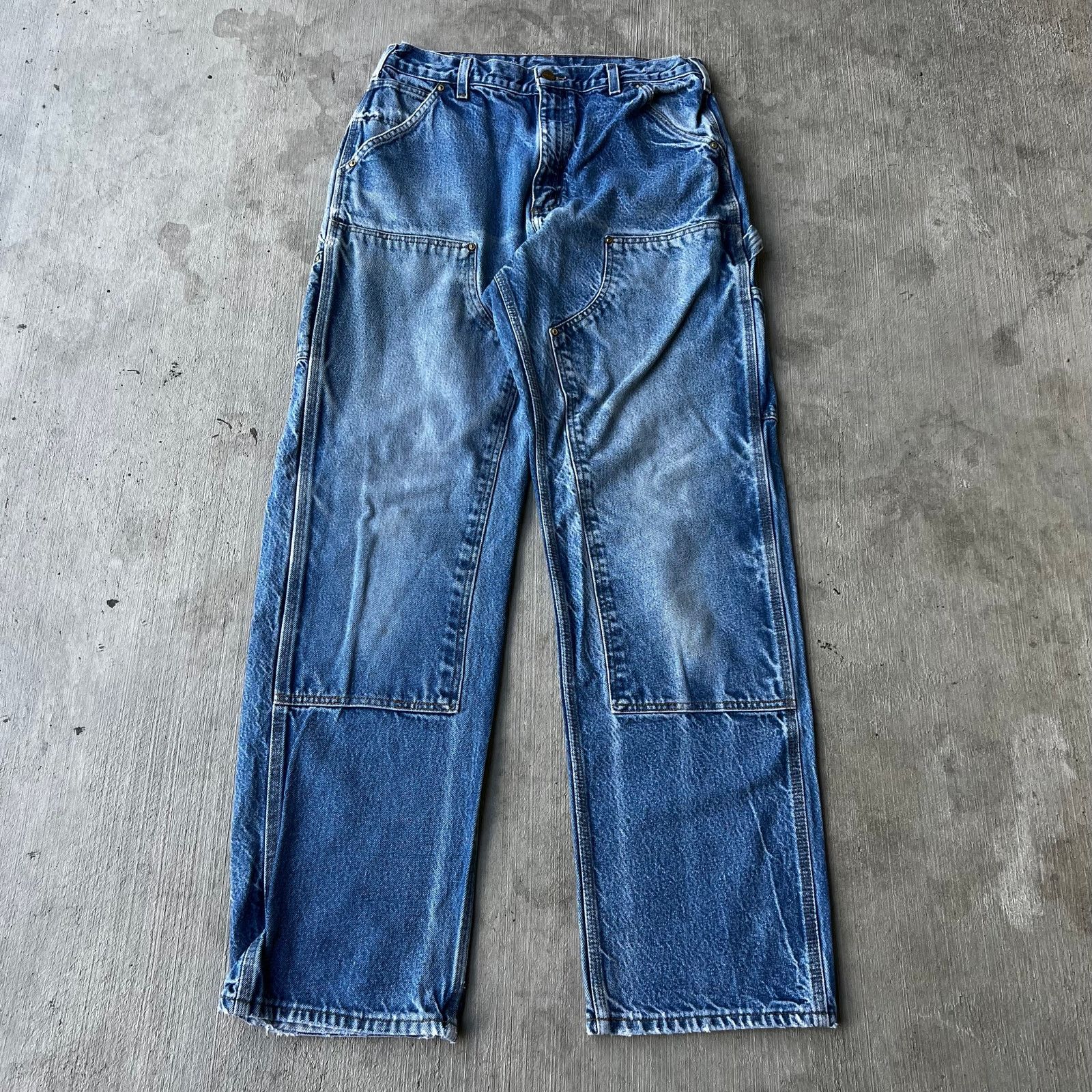 Carhartt × Vintage Carhartt faded blue denim double knee work carpenter pants Size US 31 - 1 Thumbnail