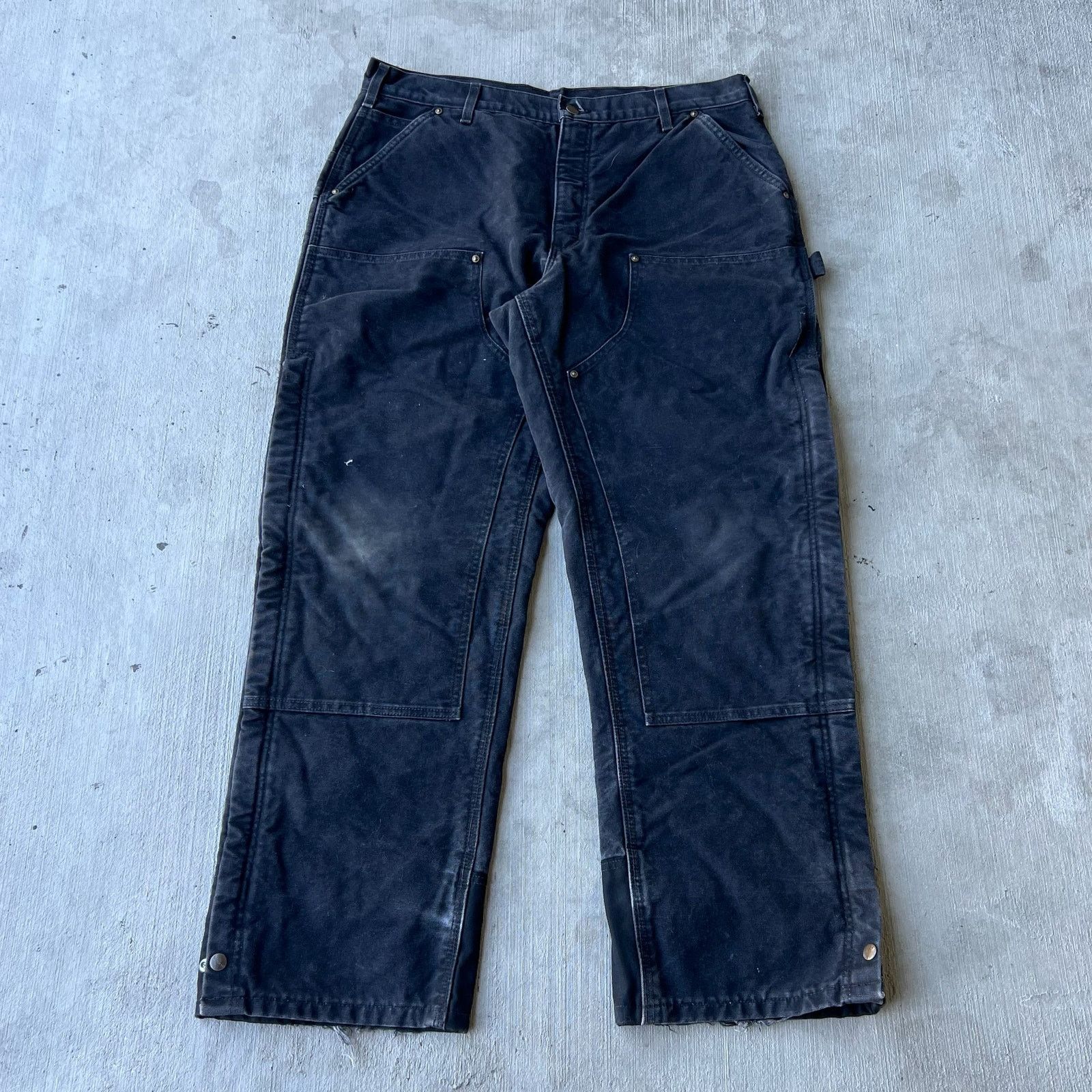 Carhartt × Vintage Carhartt faded black double knee work wear carpenter pants Size US 37 - 1 Thumbnail