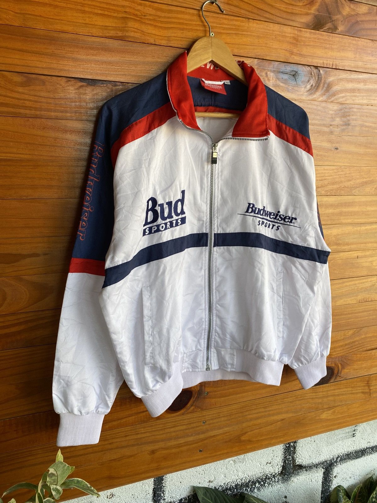 Budweiser Vintage Budweiser Sports Racing Jacket – Red White Blue Size US L / EU 52-54 / 3 - 5 Thumbnail