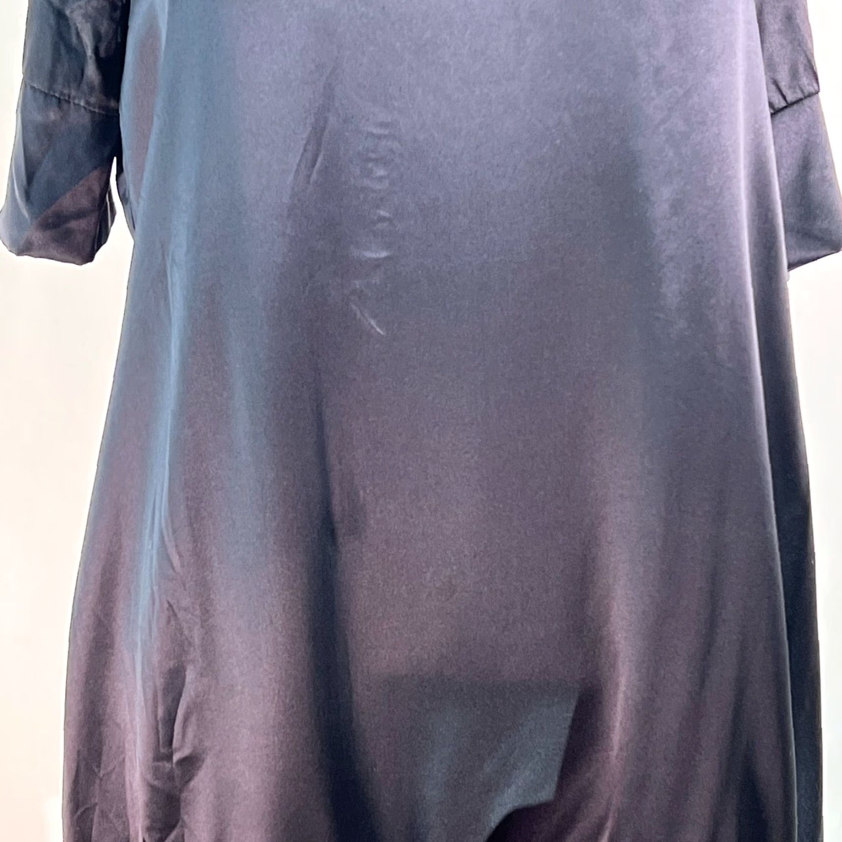 Vintage Cielo Dress Silk Boat Neck Casual Black Mini Ruffled Hem Half Sleeve Size M Women Satin 100% Silk Short Sheath Classic Casual Party/Cocktail Size M / US 6-8 / IT 42-44 - 6 Thumbnail