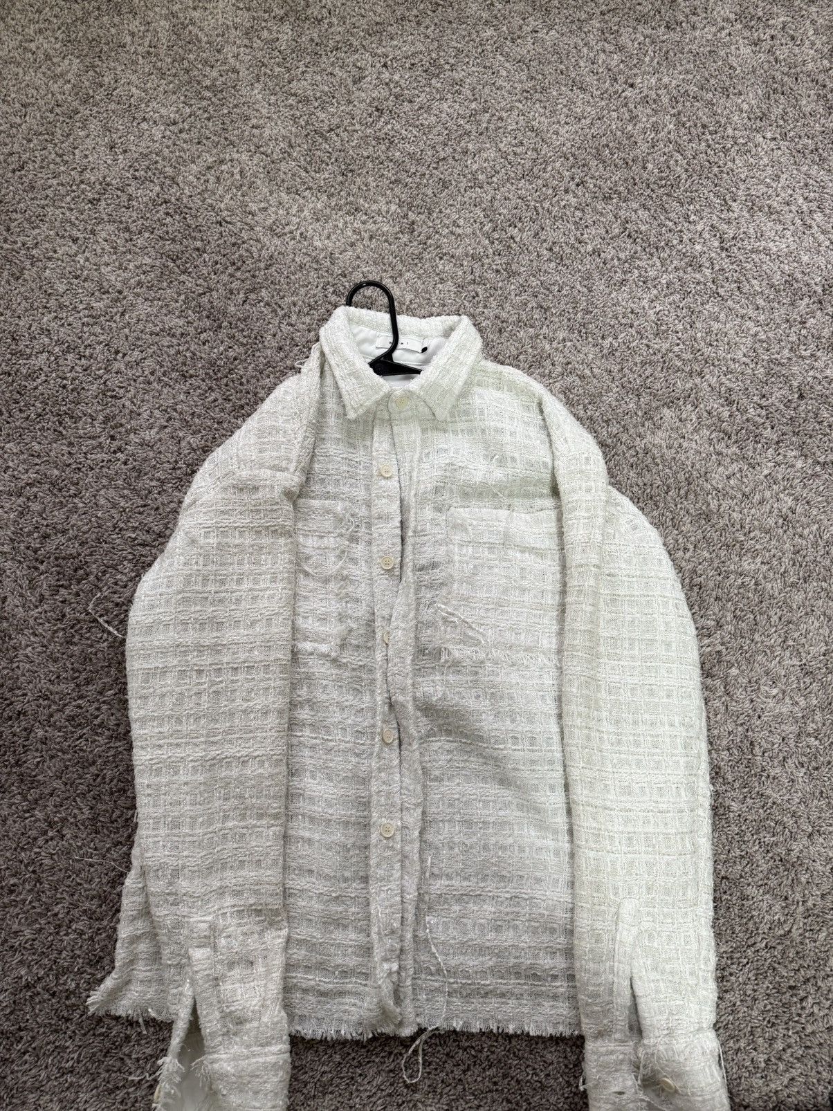 MNML MNML Men's White and Cream Flannel Size US L / EU 52-54 / 3 - 3 Thumbnail