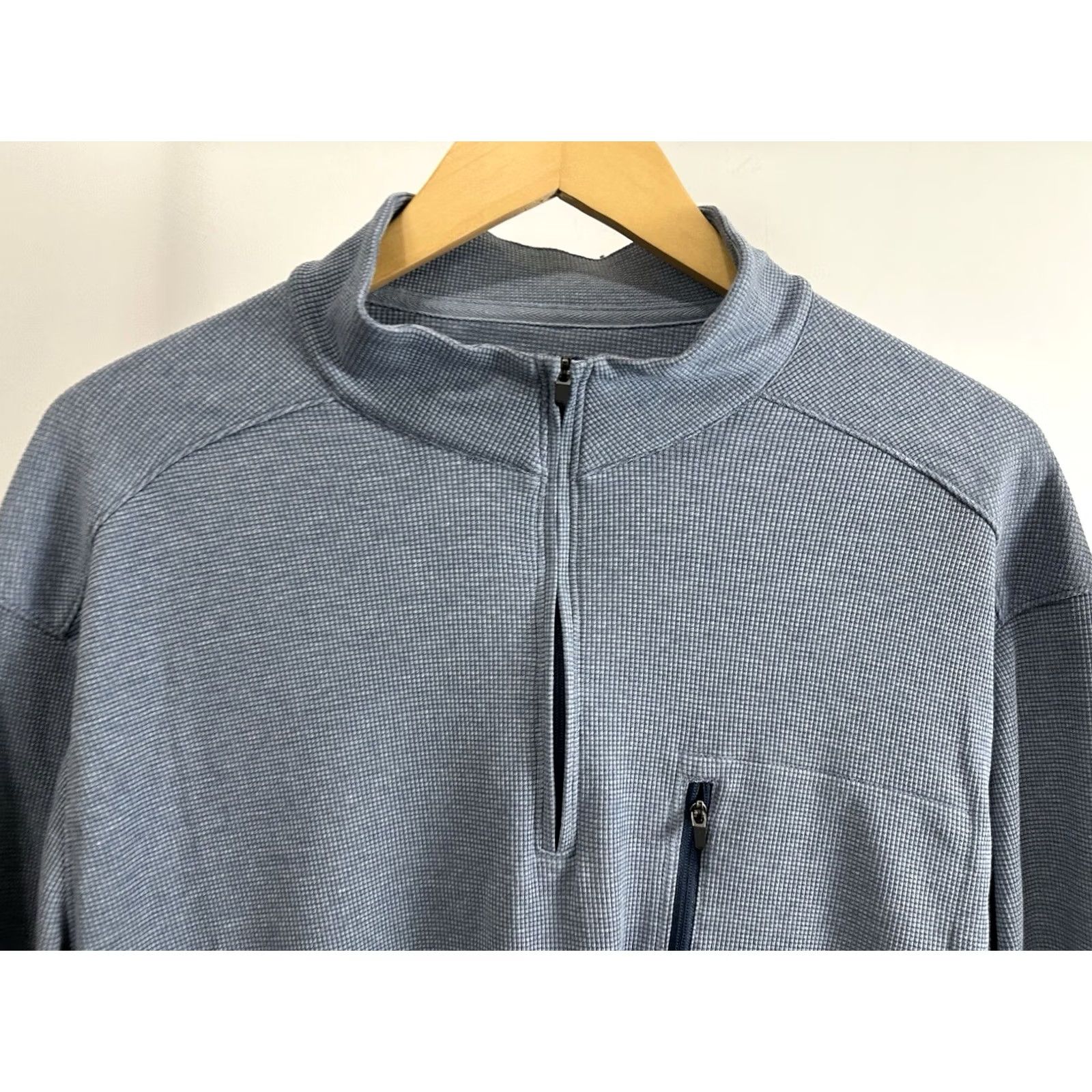 Vintage 01. Algo Performance 1/4 Zip Sweater Mens XL Waffle Knit Blue Light Sweater Size US XL / EU 56 / 4 - 4 Thumbnail