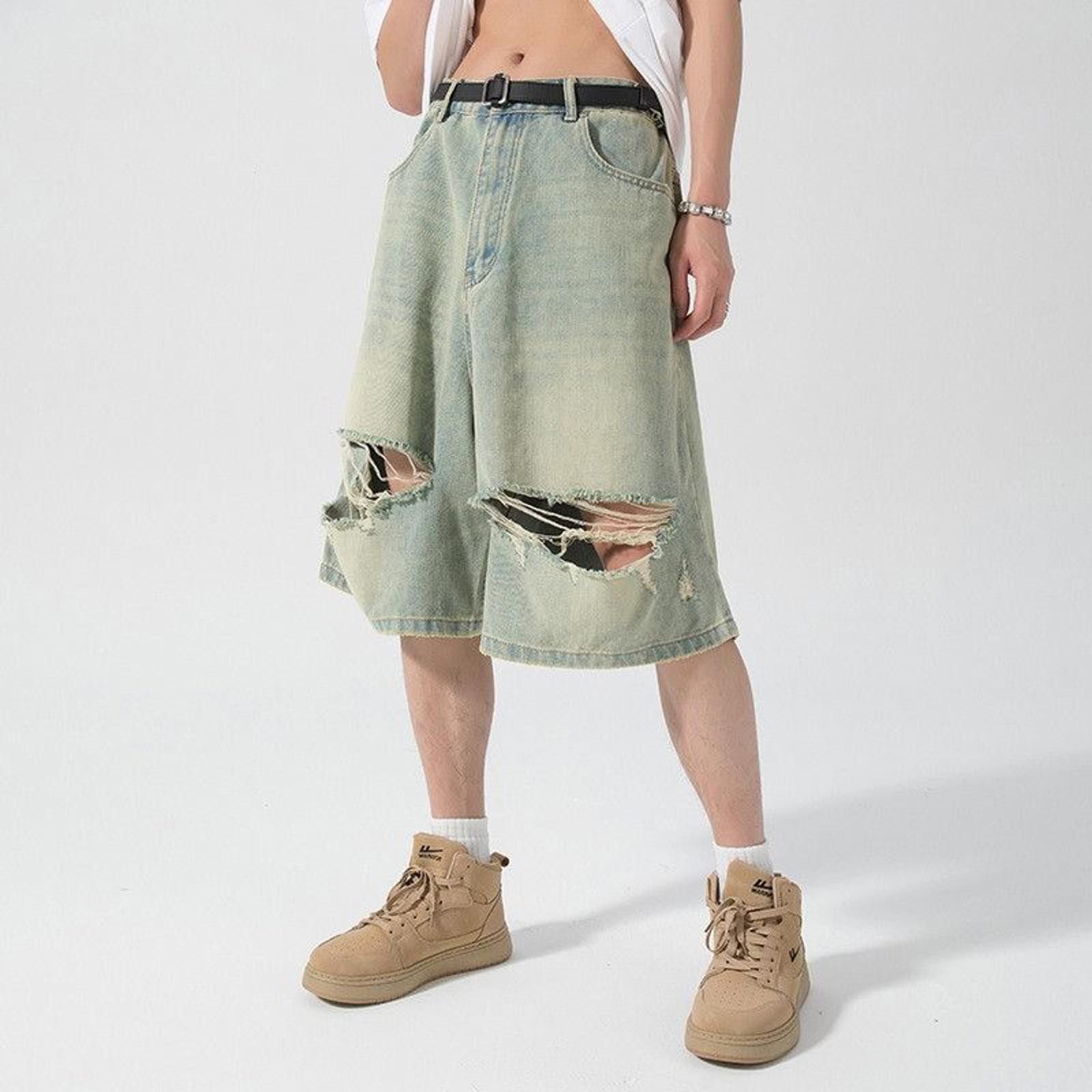Jean Baggy Distressed Denim Jean Shorts Size US 32 / EU 48 - 2 Thumbnail