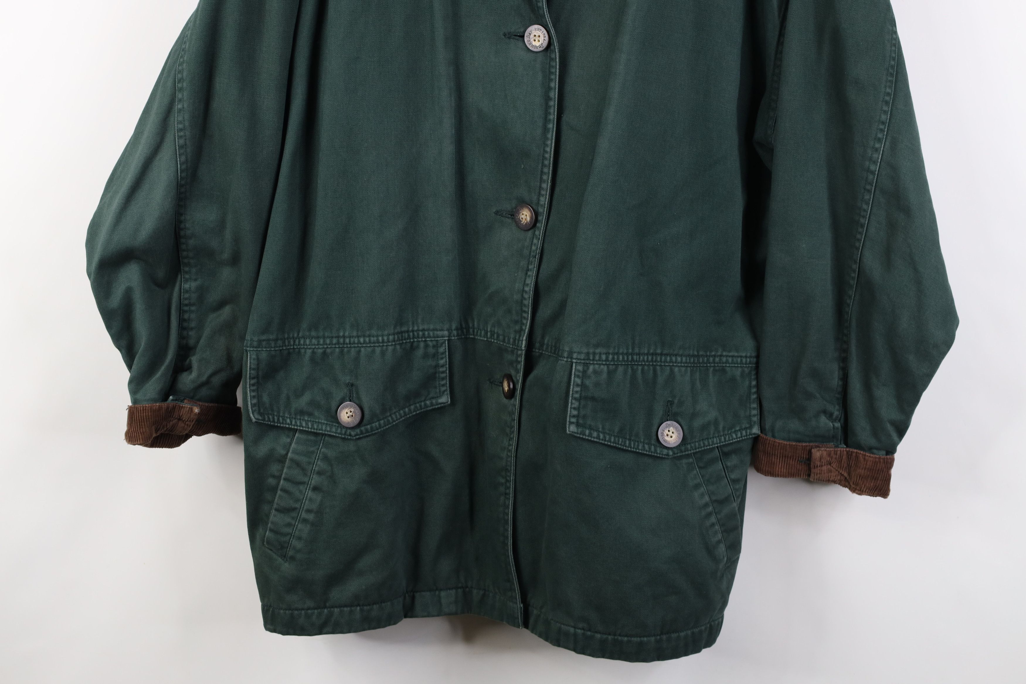Vintage Vintage 90s Streetwear Flannel Lined Chore Barn Jacket Green Size L / US 10 / IT 46 - 3 Thumbnail
