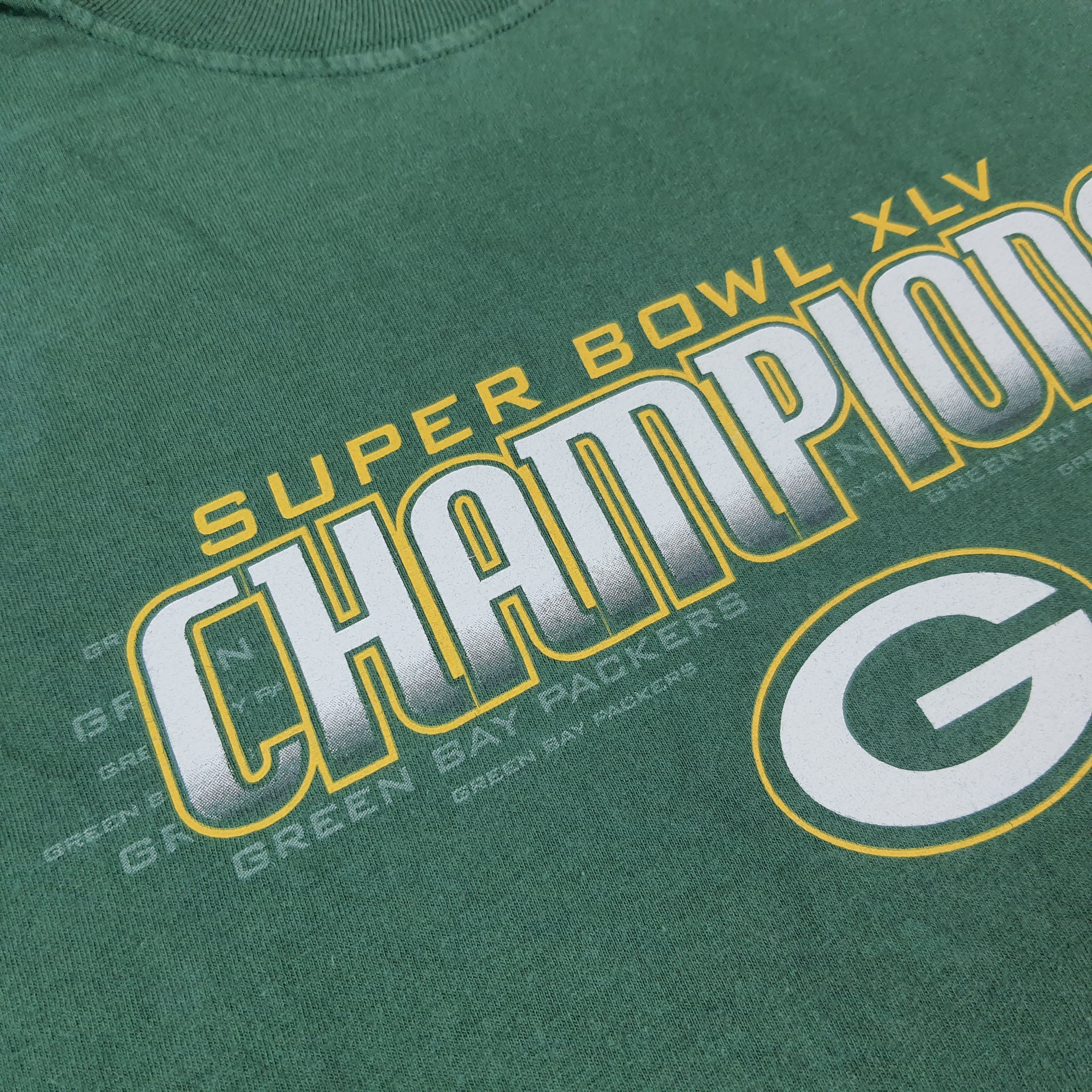 Vintage Vintage Green Bay Packers Super Bowl XLV Tshirt C285N15 Size US L / EU 52-54 / 3 - 3 Thumbnail