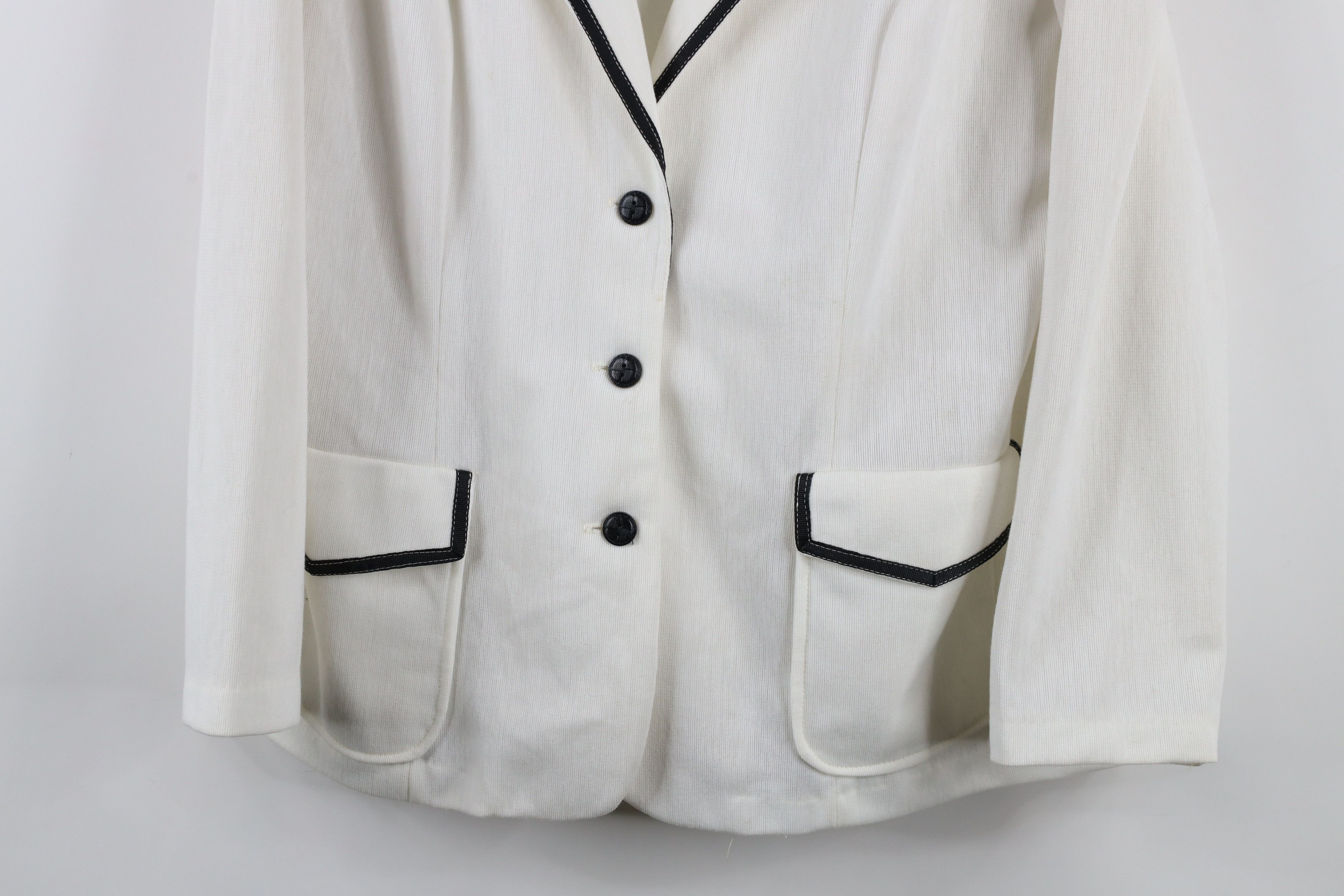 Vintage Vintage 70s Streetwear Ribbed Knit Blazer Jacket White USA Size L / US 10 / IT 46 - 3 Thumbnail