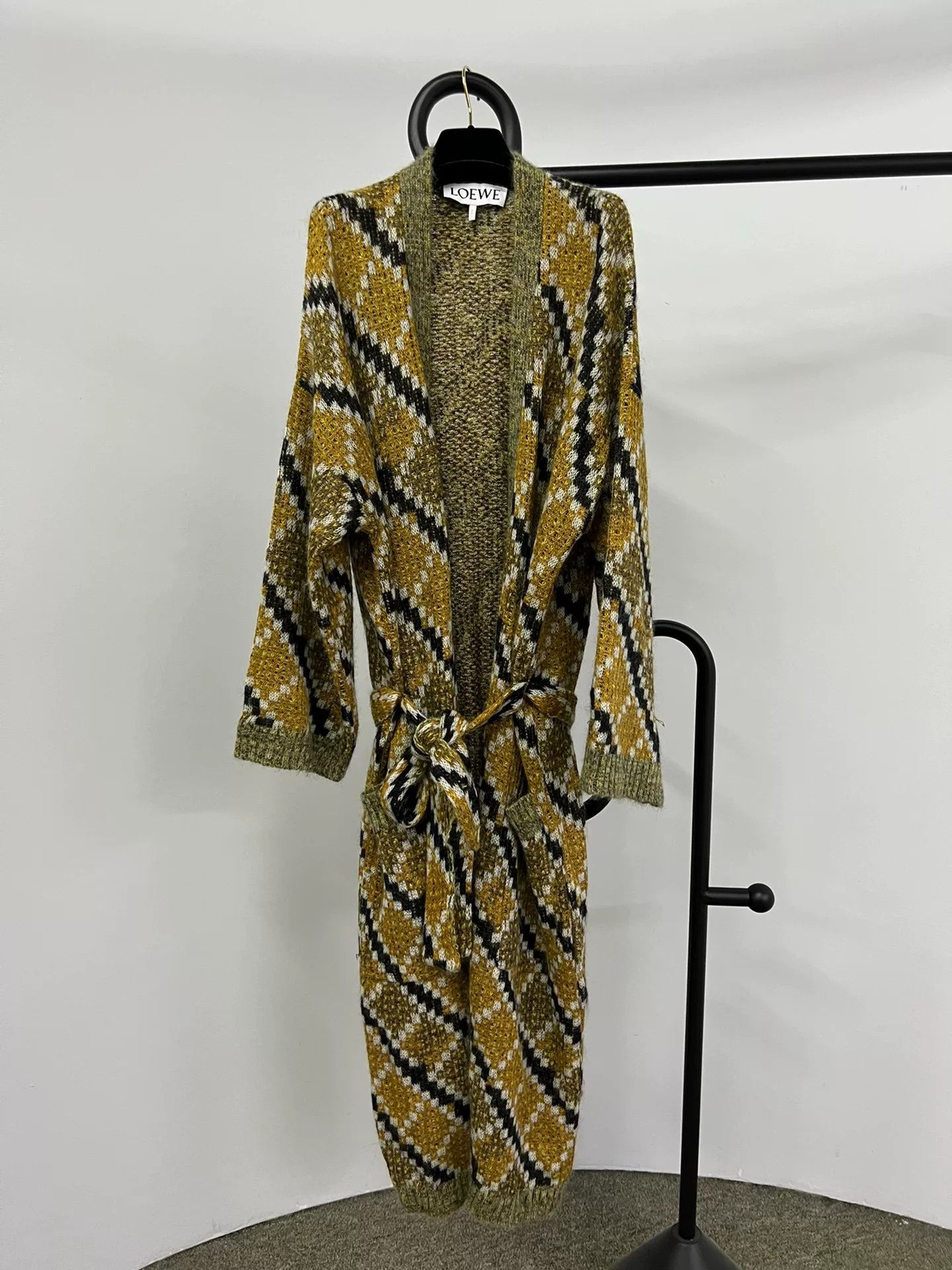 Loewe Loewe Yellow Long Knit Cardigan Size L / US 10 / IT 46 - 1 Thumbnail