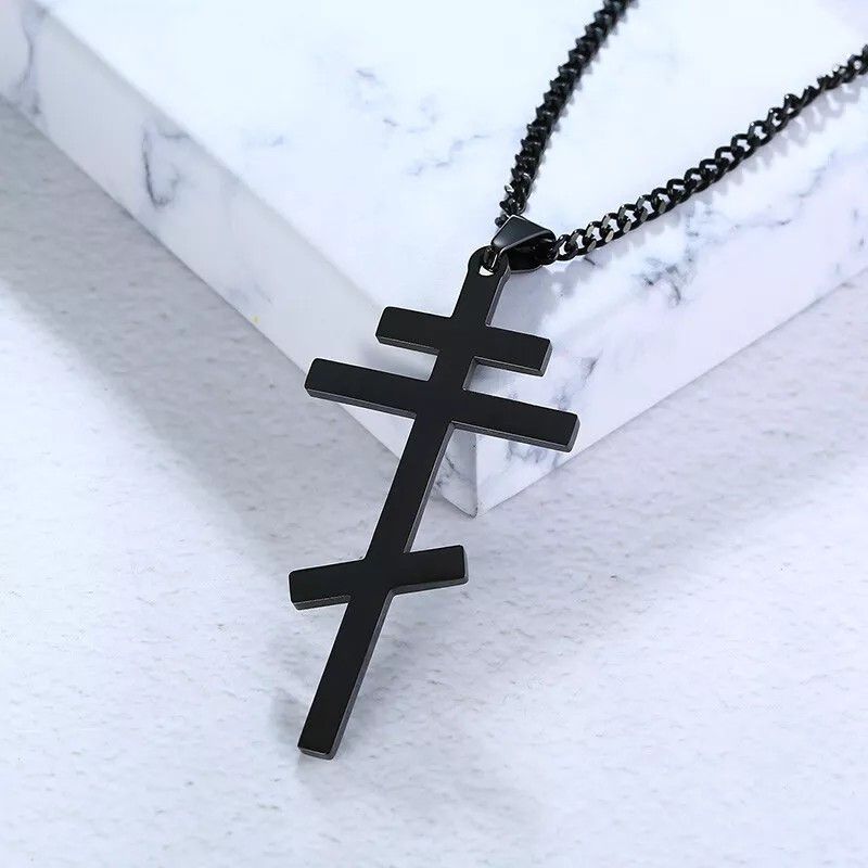 Other Black Cross Necklace Eastern Orthodox Stainless Steel Size ONE SIZE - 1 Thumbnail