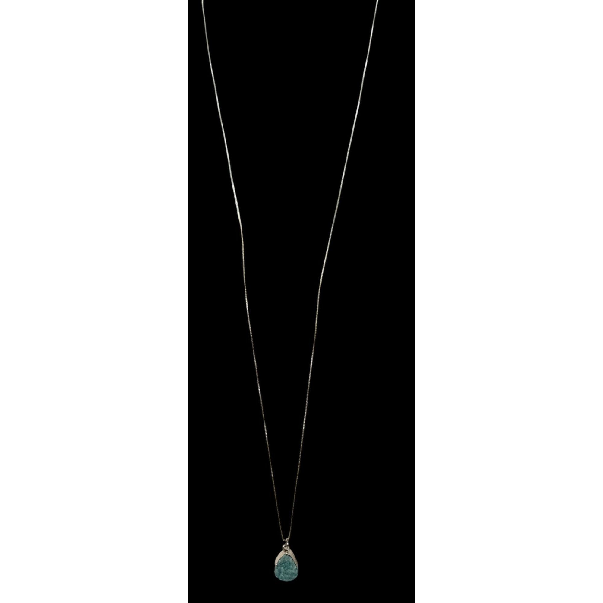 Other Mermaidcore Aqua Blue Druzy Teardrop Pendant On Silver Tone Size ONE SIZE - 6 Thumbnail