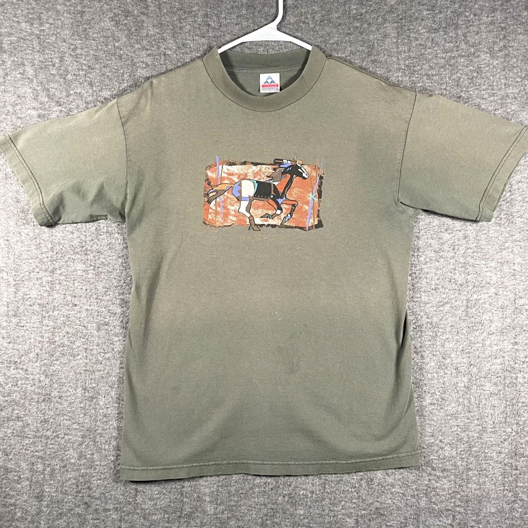 AAA AAA Alstyle Apparel Shirt Mens Medium Green Sedona Horse Graphic Tribal Vintage Size US M / EU 48-50 / 2 - 2 Thumbnail