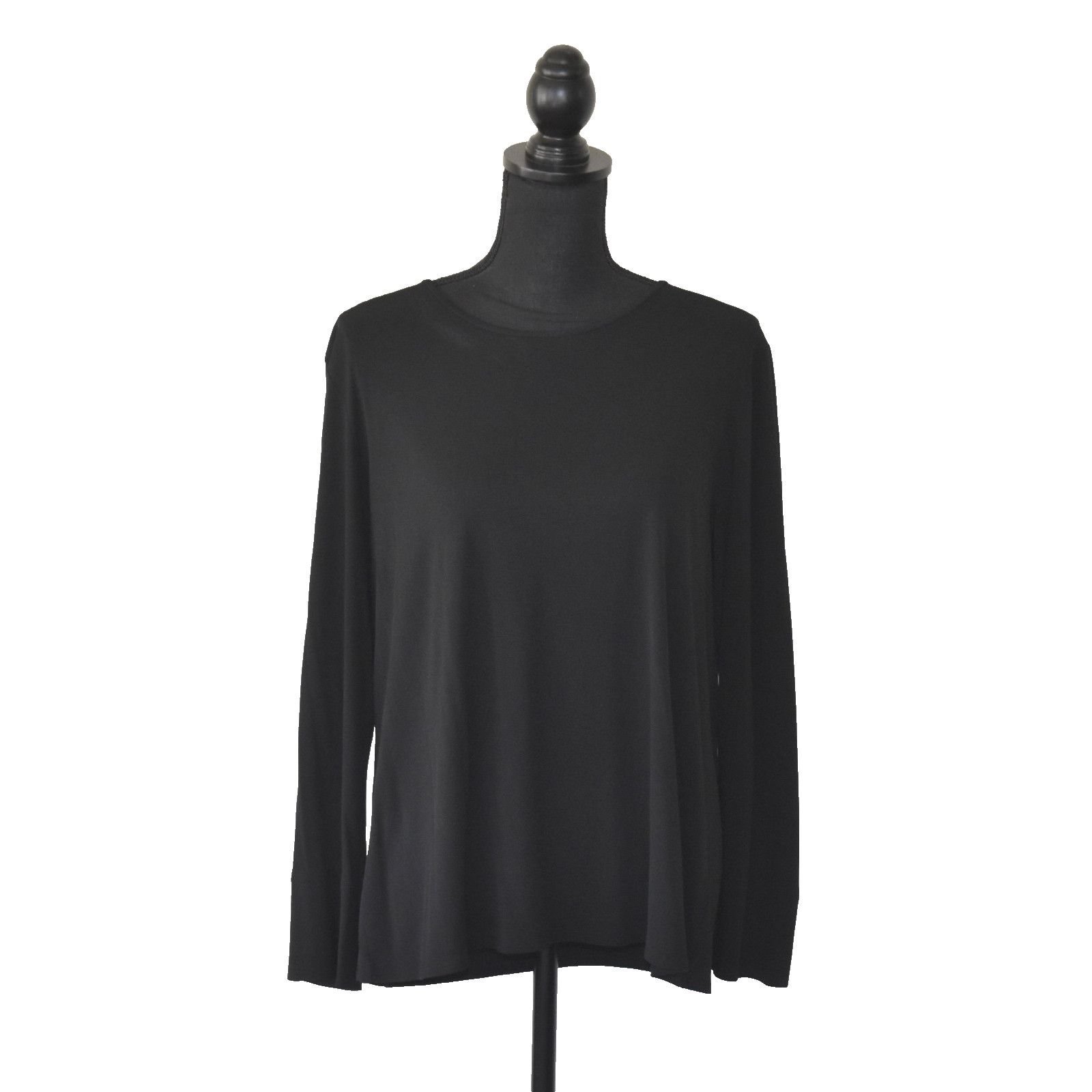 Eileen Fisher EILEEN FISHER Black Silk Round Neck Long Sleeve Top Size XL Size XL / US 12-14 / IT 48-50 - 1 Thumbnail