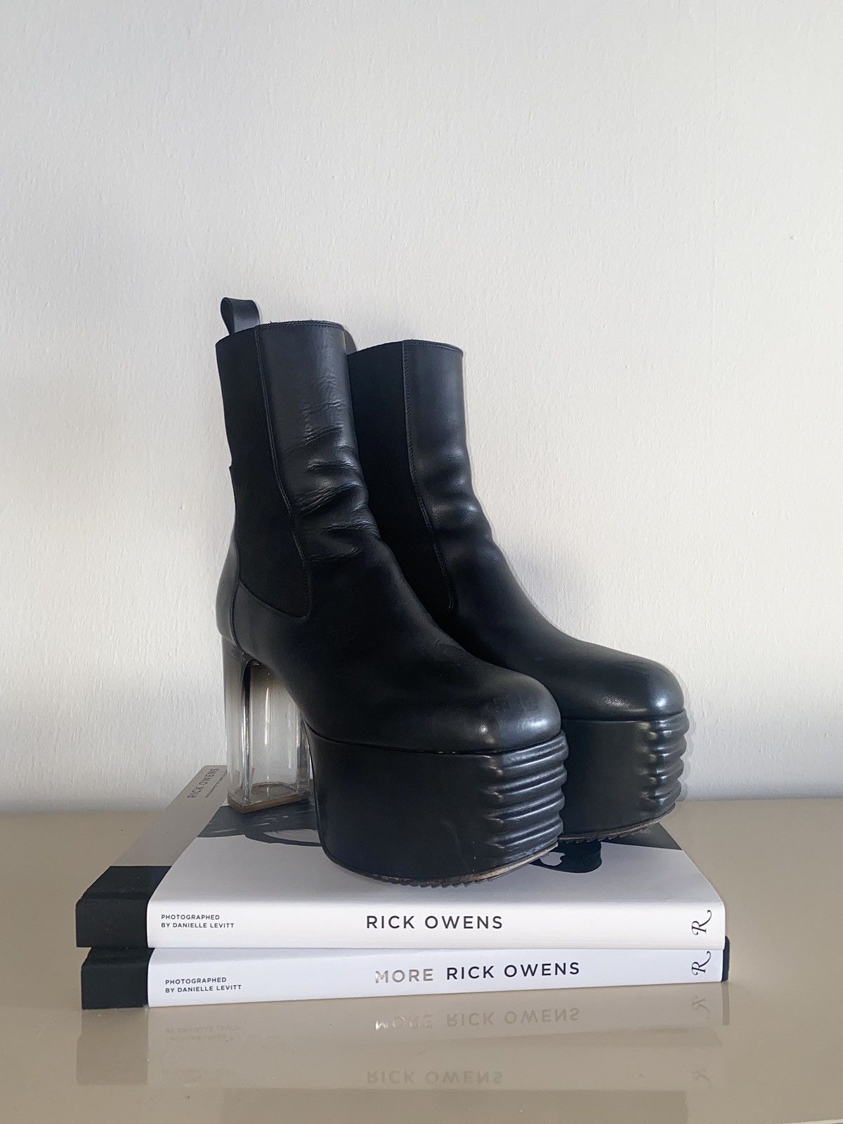 Rick Owens Kiss Boots 42 / Eggplant Beveled Platforms Purple