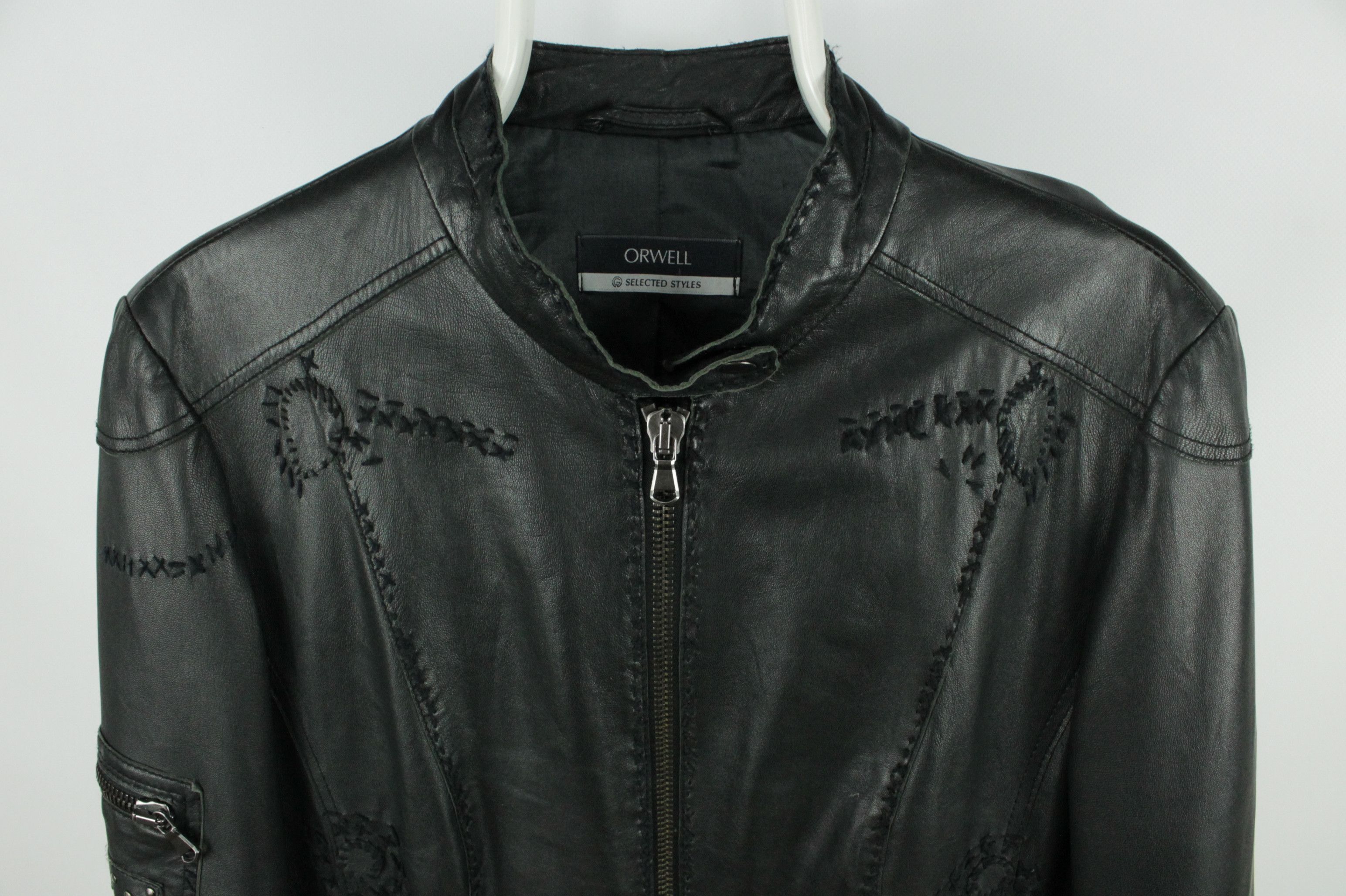Designer Orwell Repair Black Leather Jacket WMNS Size XL / US 12-14 / IT 48-50 - 2 Thumbnail
