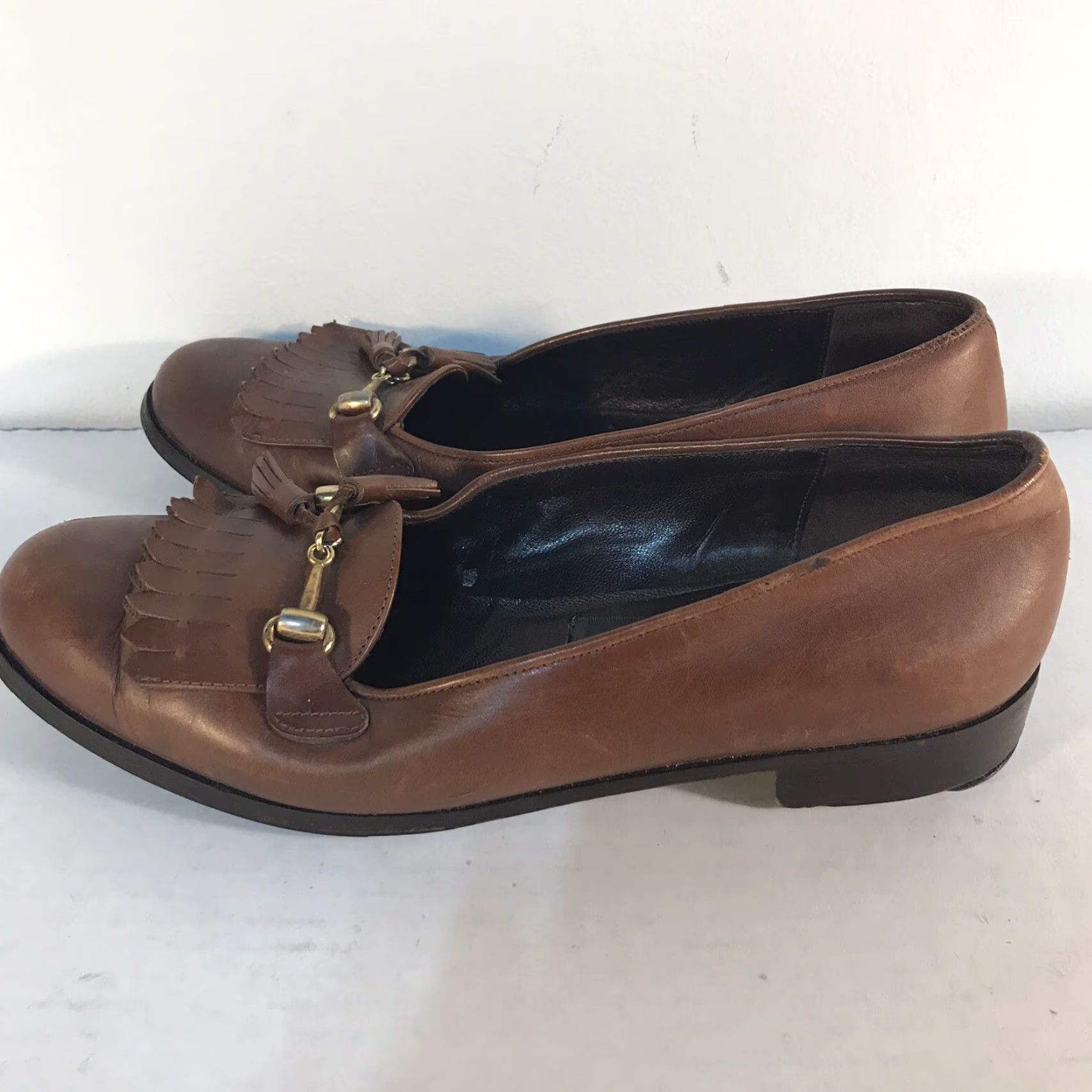 Vintage Almafi Italy Brown Leather Loafers with Tassels Womens Size 7.5B Size US 8 / IT 38 - 2 Thumbnail