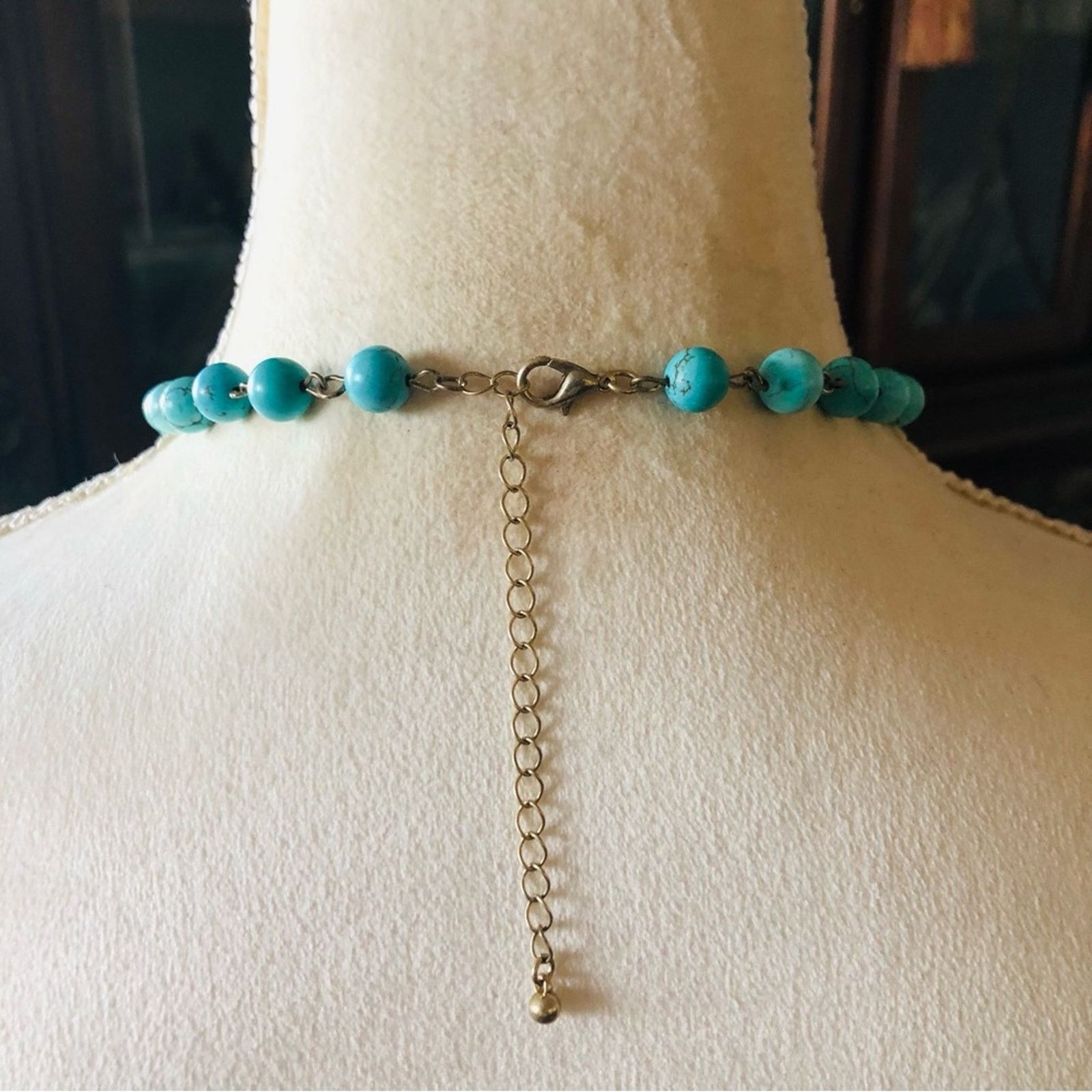 Jewelry Genuine howlite stone beaded chain moon pendant necklace Size ONE SIZE - 7 Thumbnail