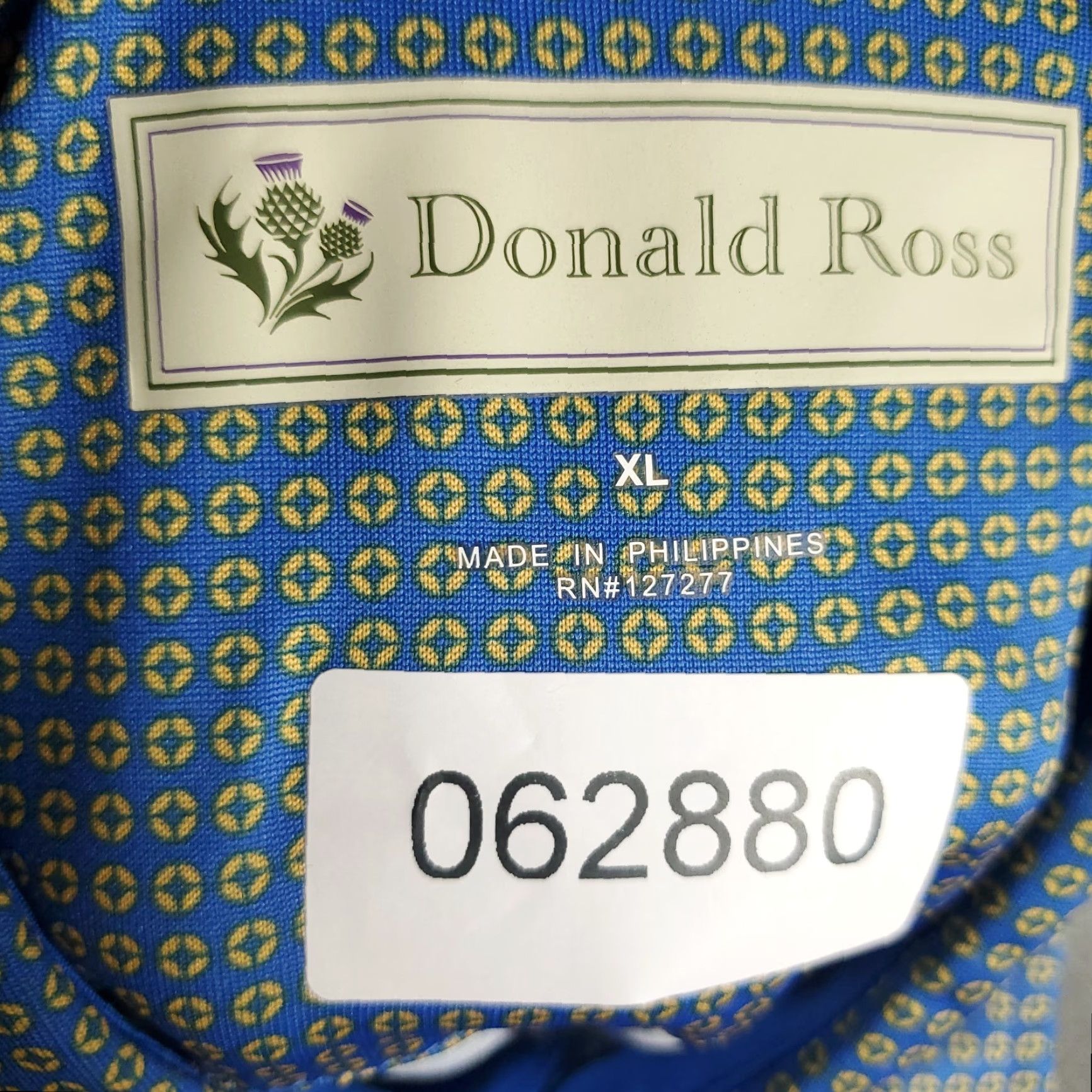 Vintage VINTAGE? (No) Donald Ross Polo Shirt Mens XL Blue Geometric Golf Short Sleeve Regular Fit Size US XL / EU 56 / 4 - 6 Thumbnail