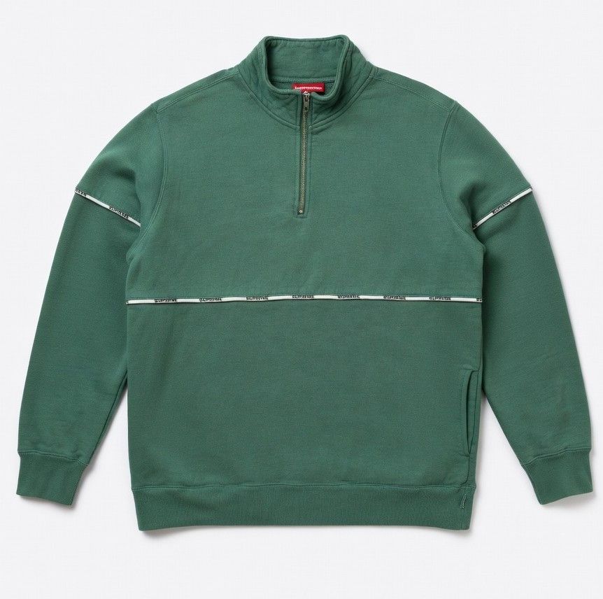 Supreme Supreme SS18 Logo Piping Half Zip Green SIZE S Size US S / EU 44-46 / 1 - 1 Thumbnail
