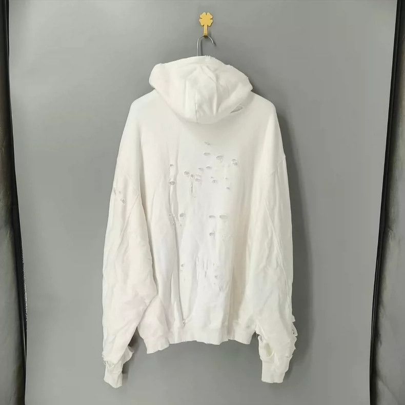 Balenciaga Balenciaga Logo Print Hole Effect Fleece Hoodie Size US S / EU 44-46 / 1 - 2 Thumbnail
