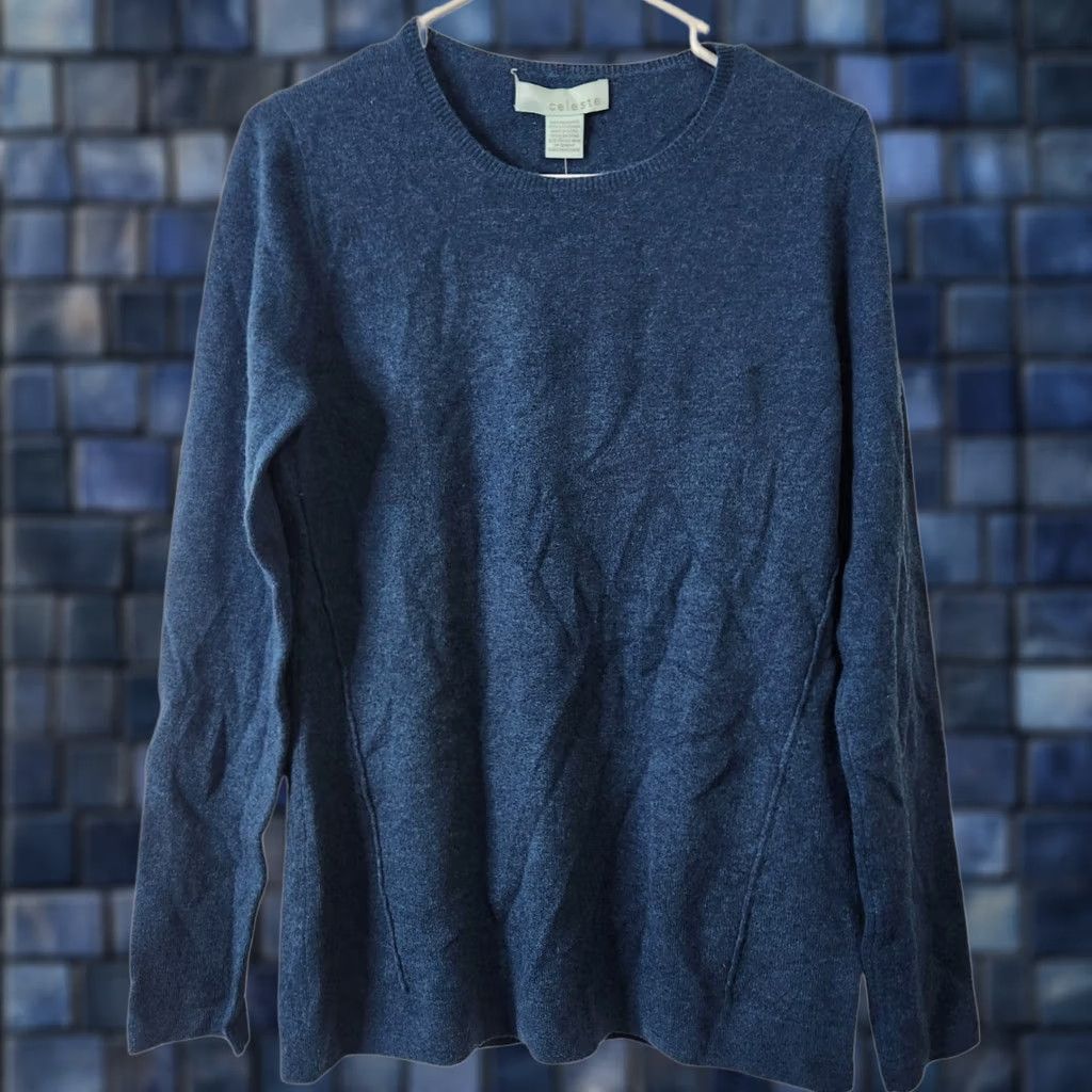 Vintage Celeste Womens M Cashmere Pullover Sweater Crewneck Long Sleeve Teal Size M / US 6-8 / IT 42-44 - 1 Thumbnail