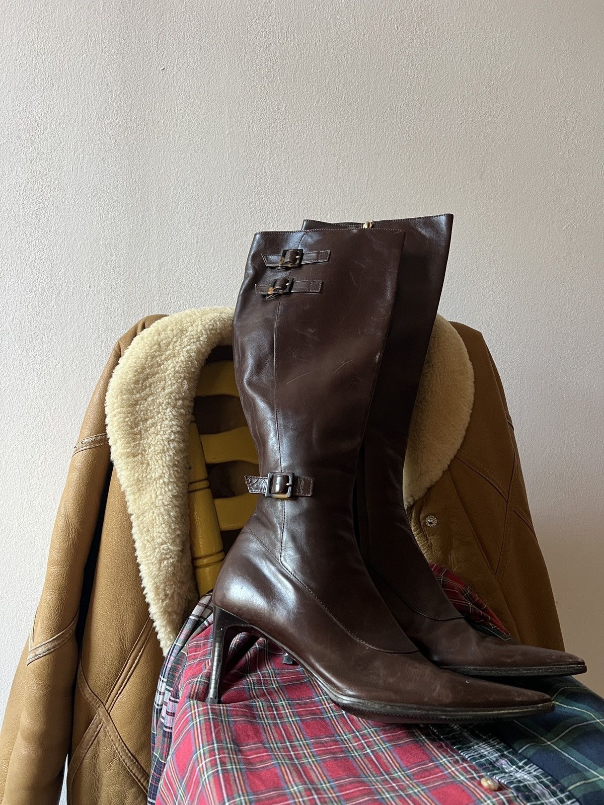 Ralph Lauren Purple Label Vintage Ralph Lauren Purple Label Leather High Heels Boots Size US 10.5 / IT 40.5 - 4 Thumbnail