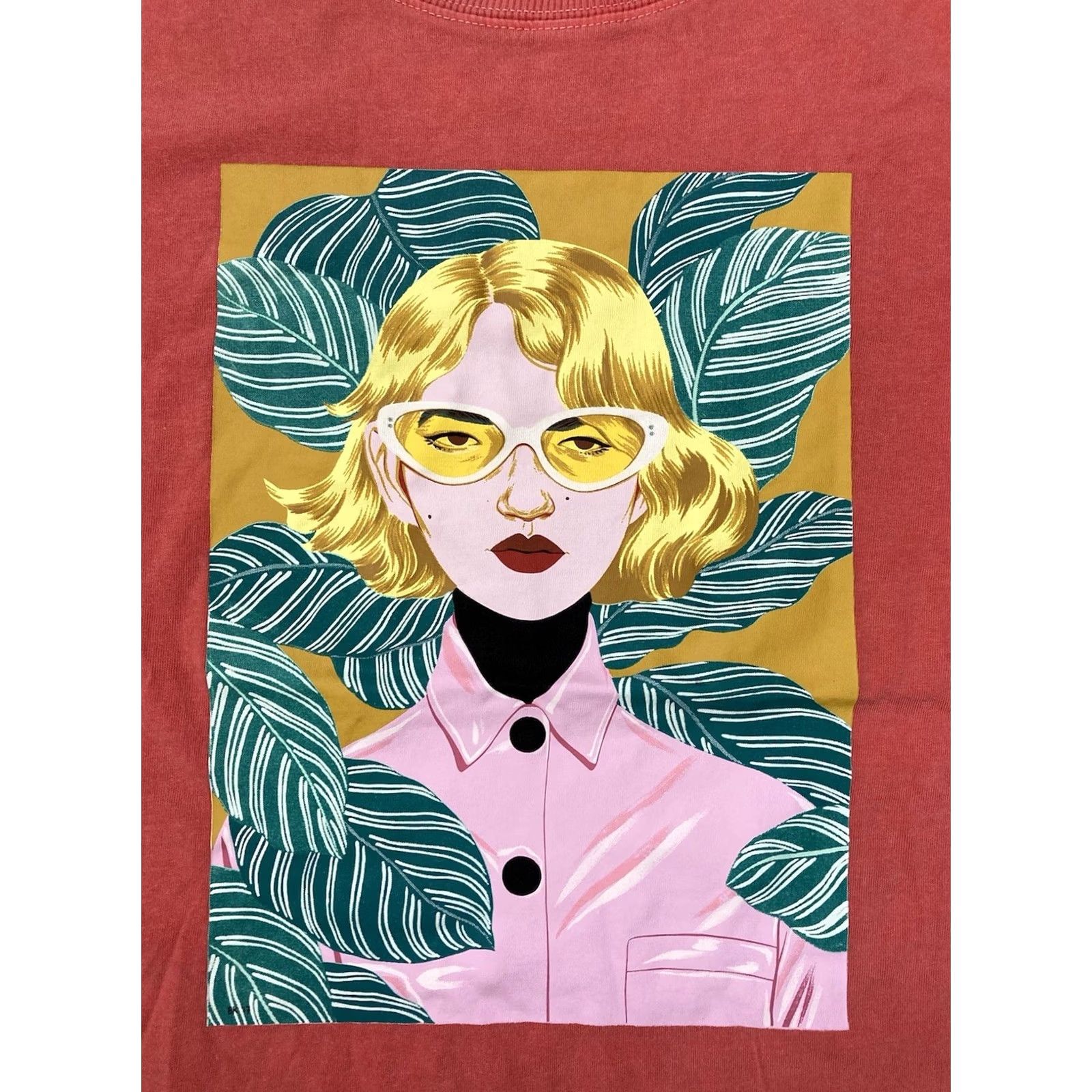 Pinko Bijou Karman Graphic T-shirt Women Small Salmon Pink Short Sleeve Size S / US 4 / IT 40 - 2 Thumbnail