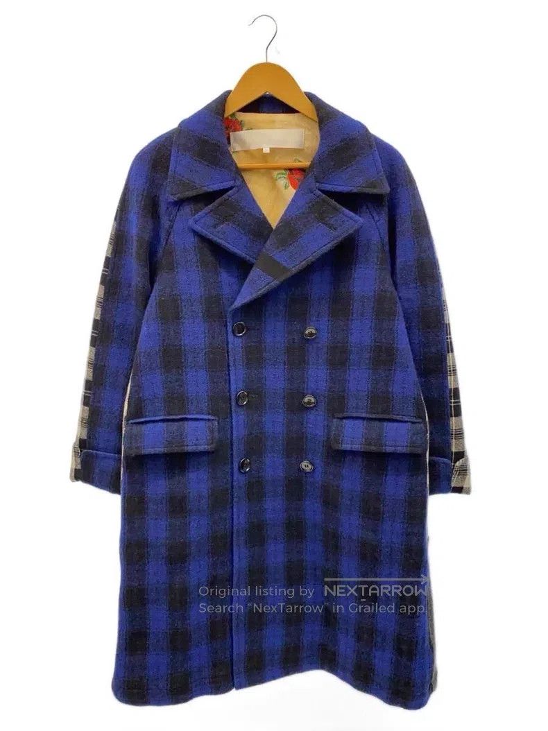 Comme des Garcons Comme Des Garcons Blue Plaid Mixed Floral Wool Coat Size M / US 6-8 / IT 42-44 - 1 Thumbnail