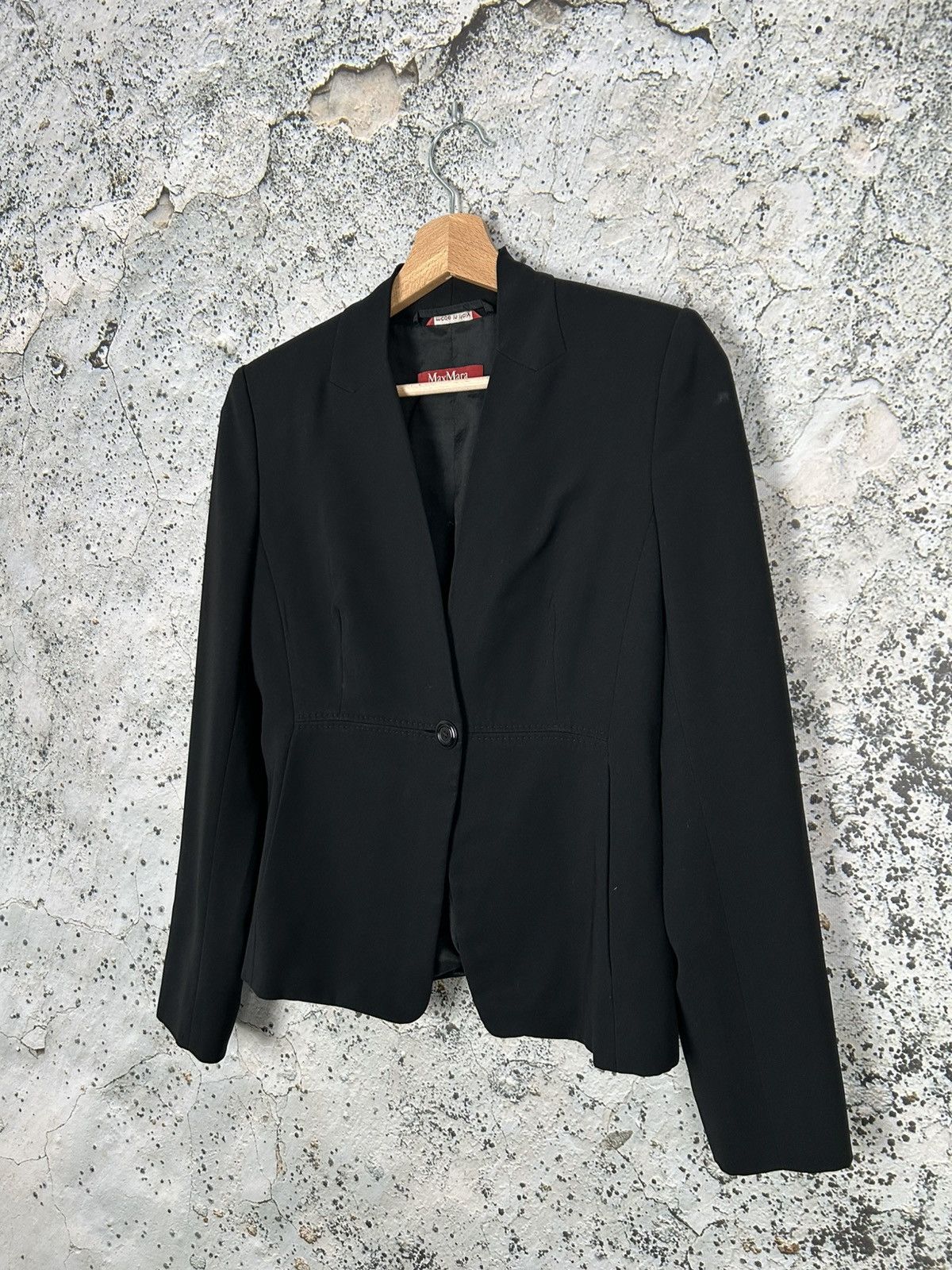 Max Mara × Vintage Vintage Max Mara Studio Made in Italy Black Blazer Luxury Size S / US 4 / IT 40 - 2 Thumbnail