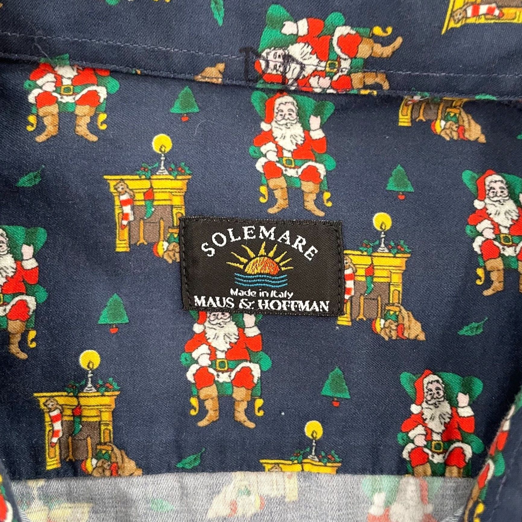 Vintage VINTAGE Maus & Hoffman Shirt Men Large Blue Santa Claus Print Button-Up Long Sleeve Holiday Georgia Pattern Fall Winter Spring Summer Size US L / EU 52-54 / 3 - 5 Thumbnail