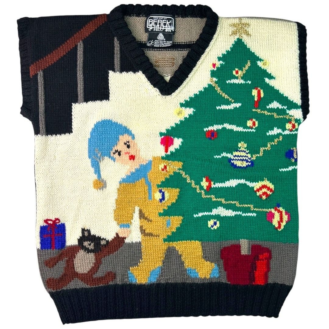 Other Vintage 1988 Berek Hand-Knit Wool Christmas Sweater Vest - S Size M / US 6-8 / IT 42-44 - 1 Thumbnail