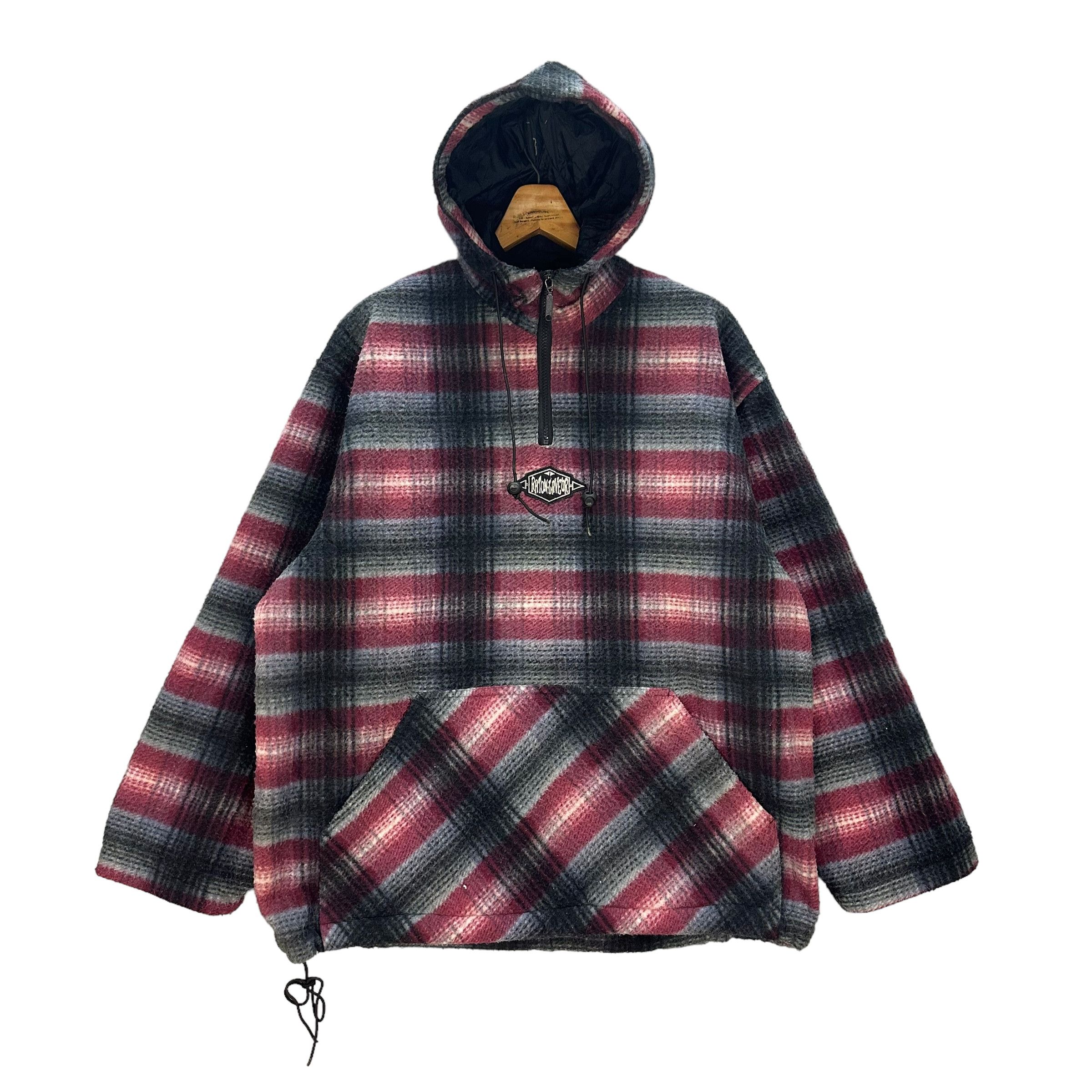 image of Vintage x Workers Pract Raton Laveur Checked Plaid Anorak Fleece 8735-023, Men's (Size Medium)