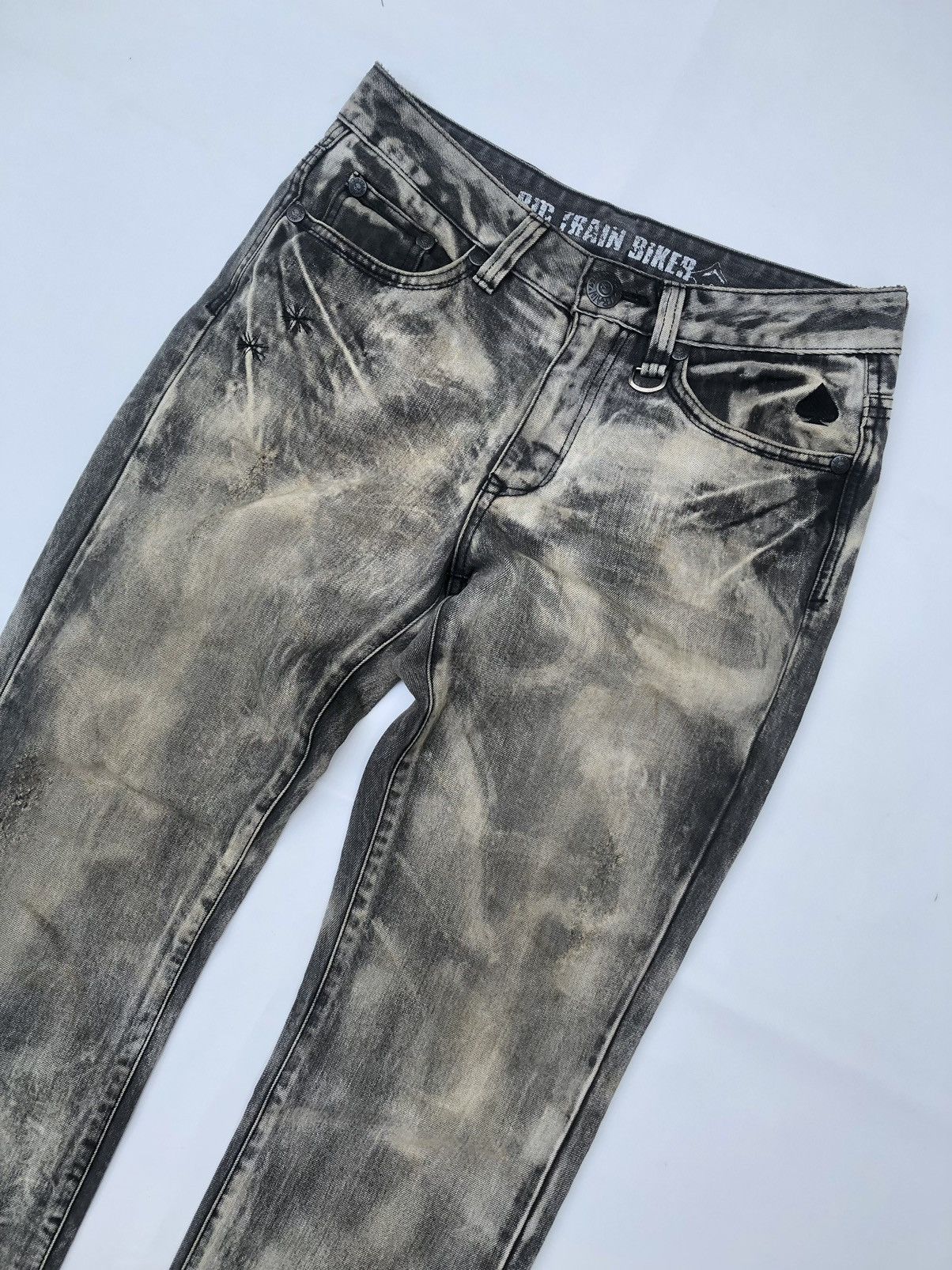 If Six Was Nine Jeans Takahashi Big Train biker Bleach Acid Wash Denim Size US 32 / EU 48 - 3 Thumbnail