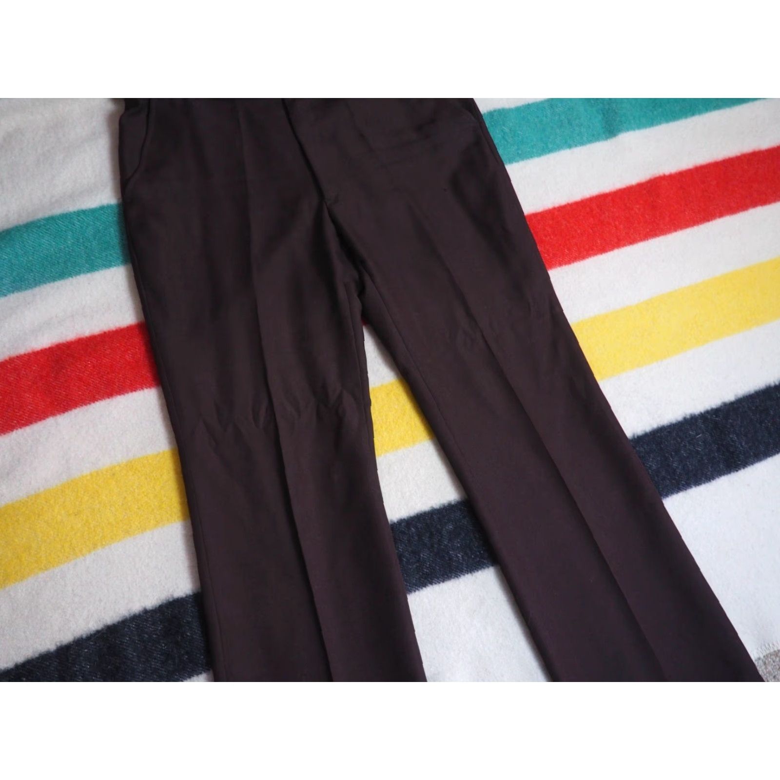 Etro VTG 70s Dark Mocha Brown Poly Retro Hippy Dress Trousers Pants Mens 37x32 Size US 37 - 7 Thumbnail