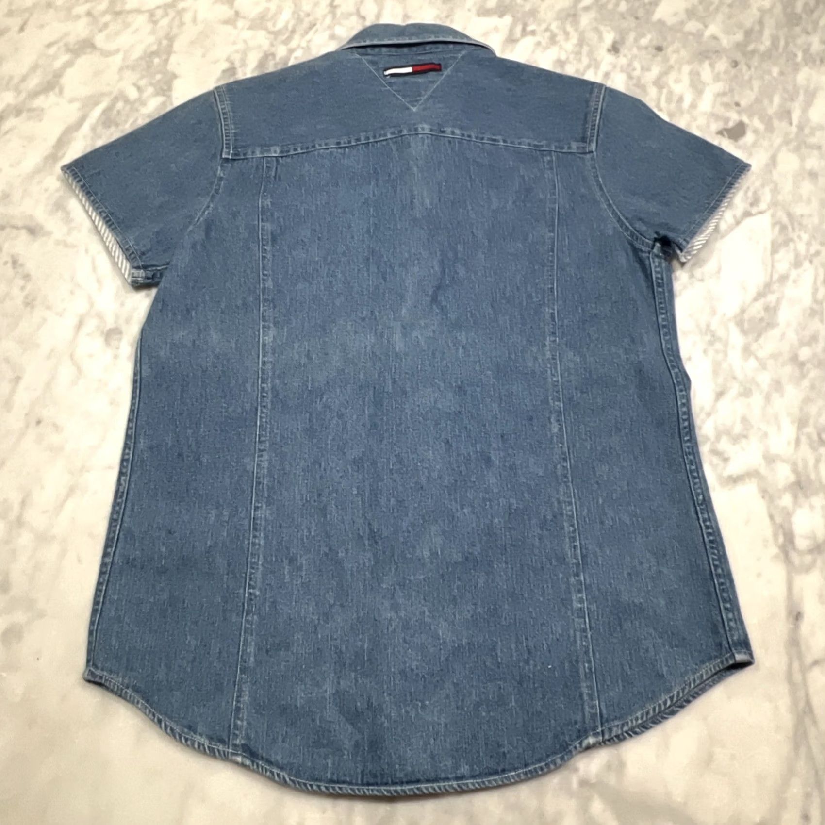 Tommy Hilfiger Tommy Hilfiger Shirt Women 10 Blue Denim Button Up Cap Sleeves Size L / US 10 / IT 46 - 6 Thumbnail