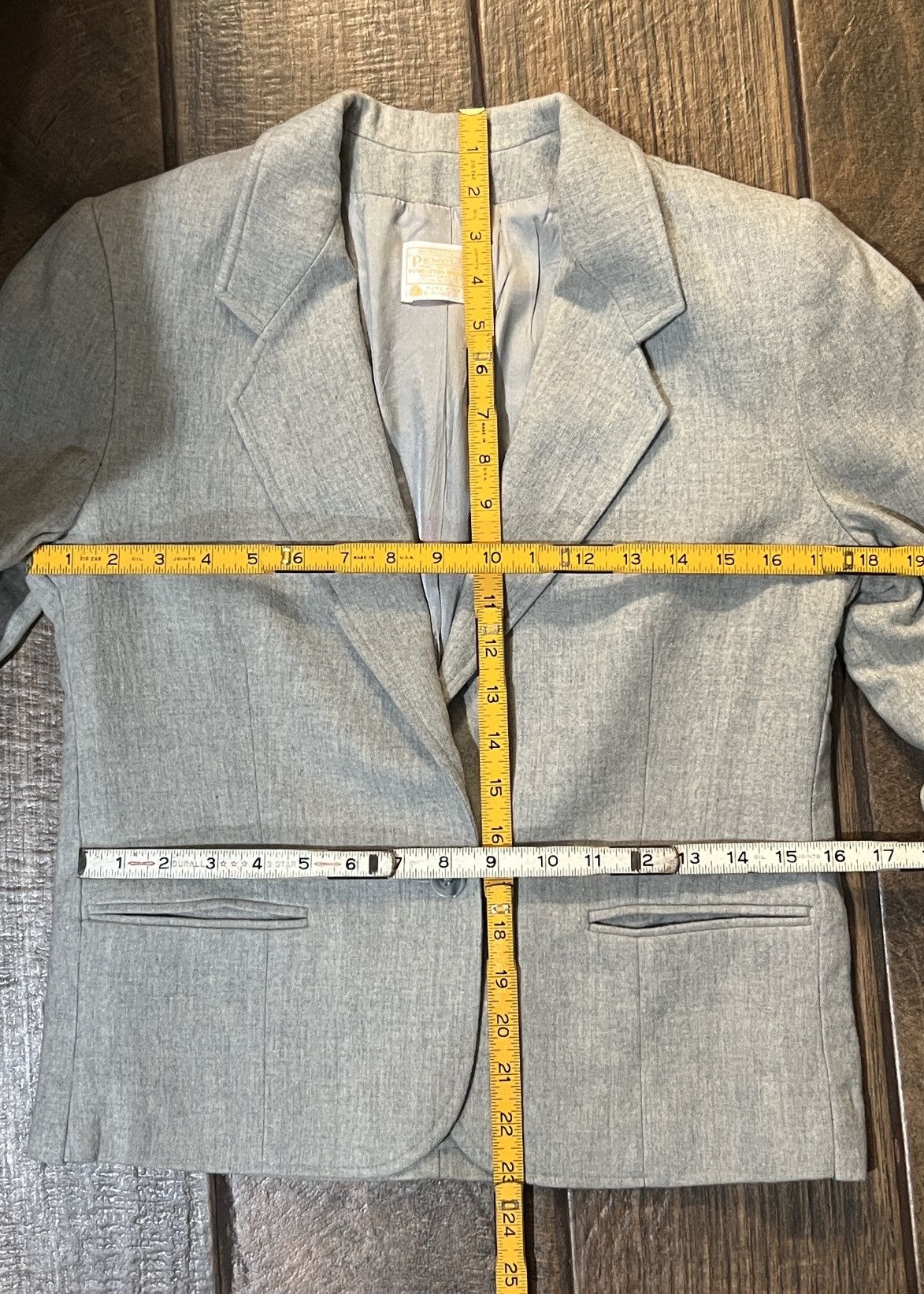 Pendleton Light Grey Vintage Pendleton Fitted Wool Blazer (60s–70s) Size XL / US 12-14 / IT 48-50 - 7 Thumbnail