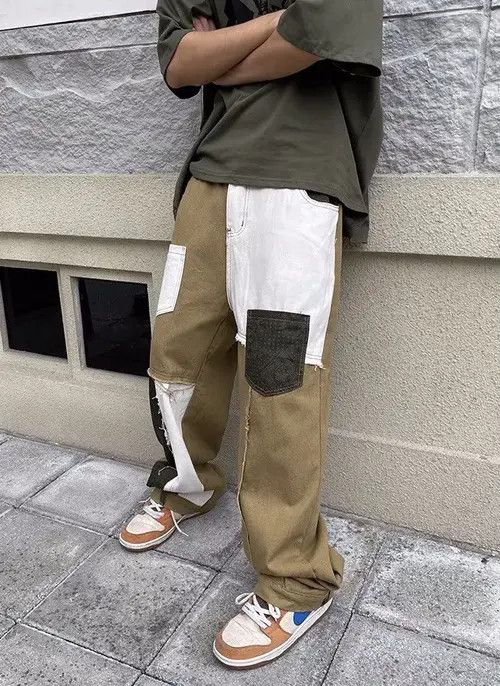 VIBE Khaki bandana patchwork grunge pants aesthetic Size US 30 / EU 46 - 3 Thumbnail
