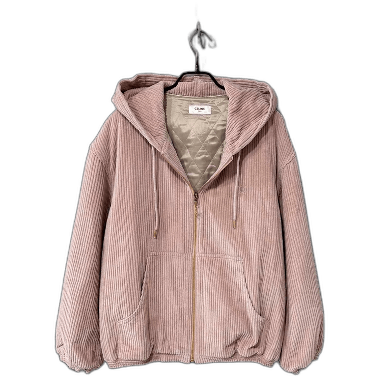 Celine Pink Celine Corduroy Hooded Jacket Size M / US 6-8 / IT 42-44 - 1 Thumbnail