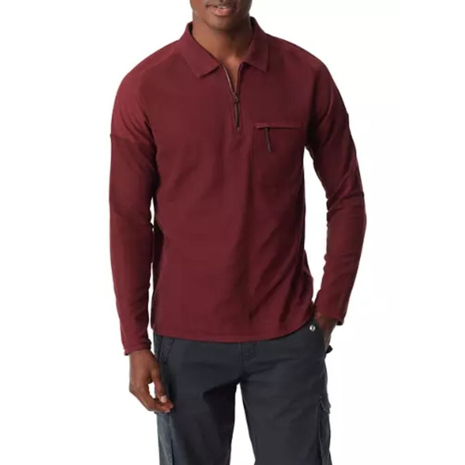 Bass BASS OUTDOOR Men's Maroon Cotton Polo Sweatshirt Size XXL Size US XXL / EU 58 / 5 - 1 Thumbnail