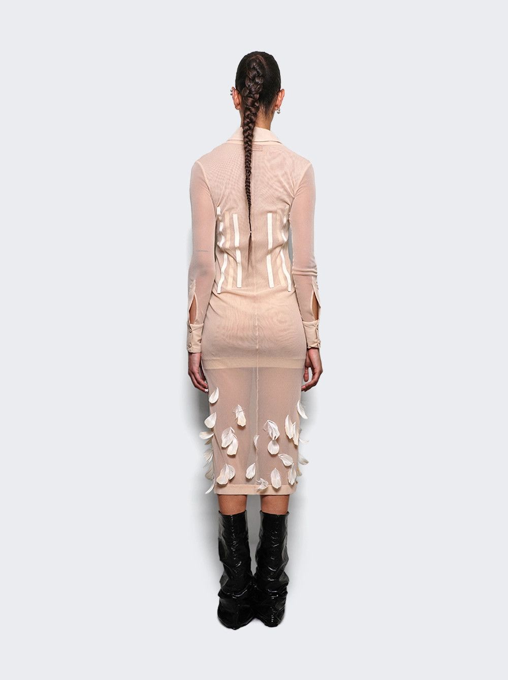 The Attico o1mle0526 Layered Cardigan Dress in Beige Size M / US 6-8 / IT 42-44 - 5 Thumbnail