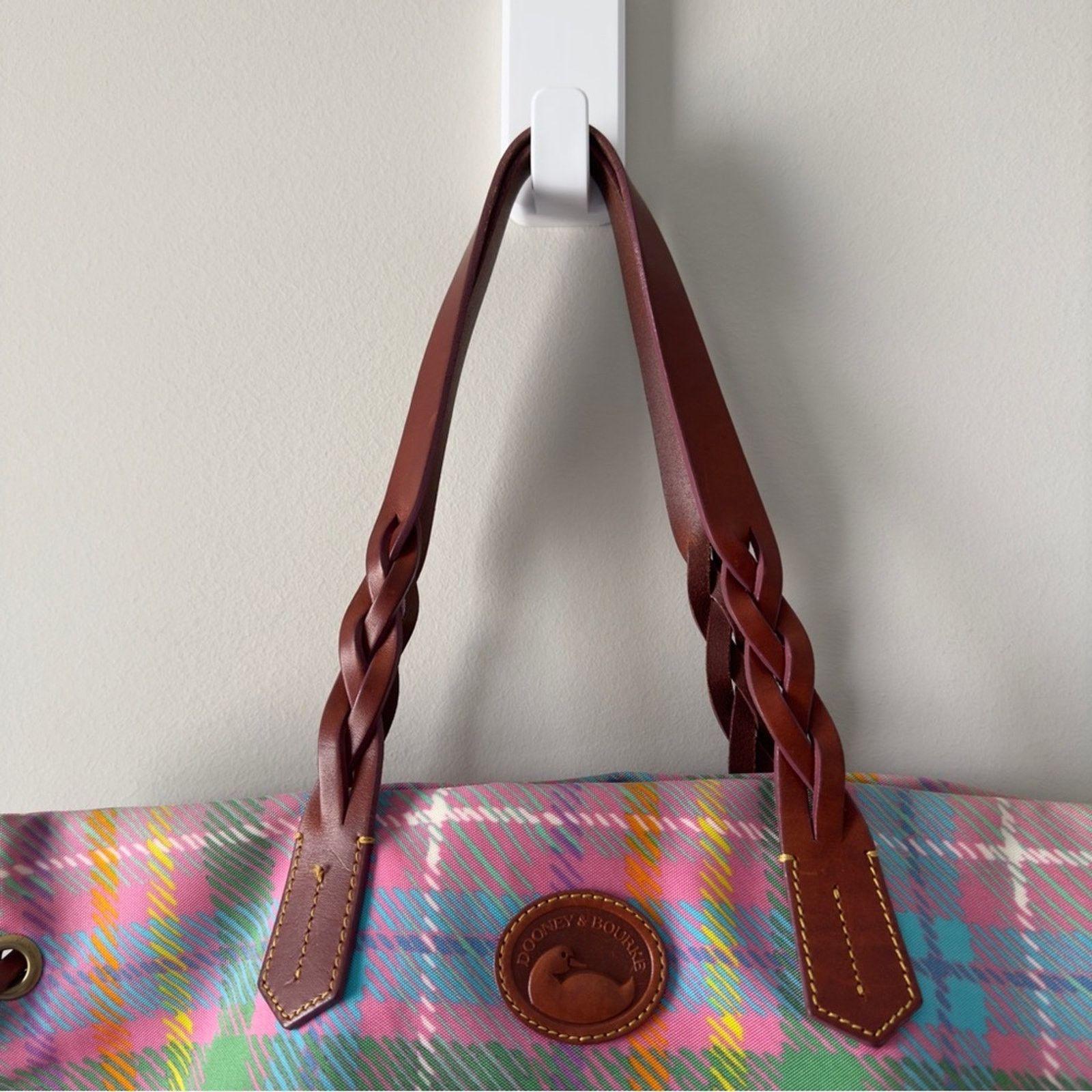 Dooney & Bourke Dooney & Bourke plaid shopper tote colorful braided leather Size ONE SIZE - 8 Thumbnail