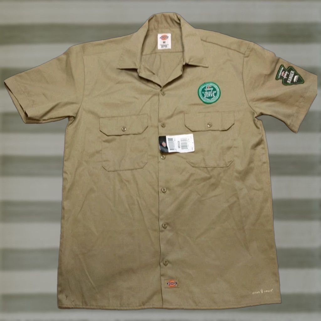 Dickies Dickies Shirt Mens Short Sleeve Button-Up 2XL Khaki Beige Jim Beam Honey NWT Vintage Size US XXL / EU 58 / 5 - 1 Thumbnail