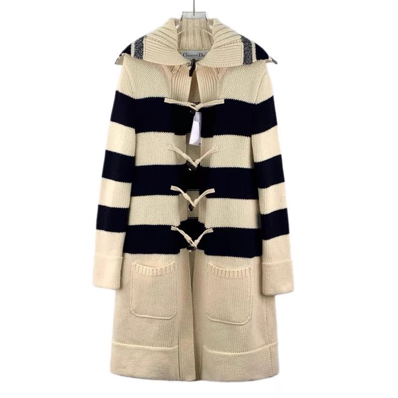 Dior Dior Colour-blocked navy collar striped wool horn buckle l Size XS / US 0-2 / IT 36-38 - 1 Thumbnail