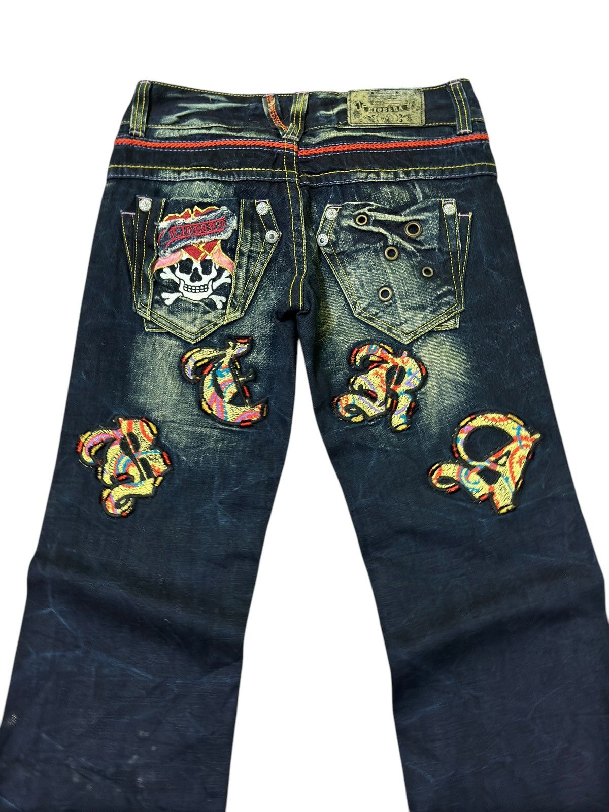 Japanese Brand FLARE RIOBERA SKELETON EMBROIDERED DESIGN LOW RISE DENIM Size US 28 / EU 44 - 8 Thumbnail