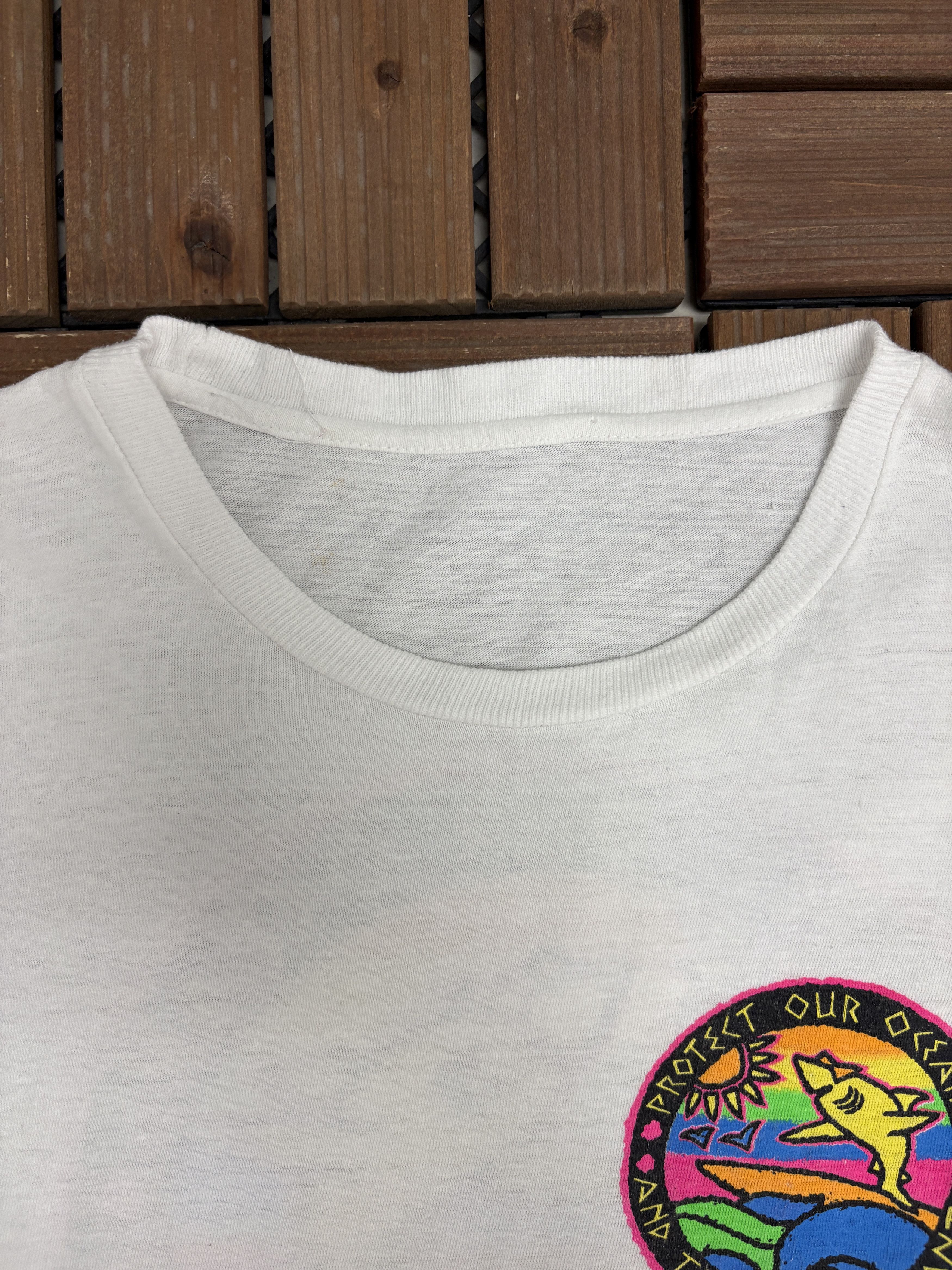 Vintage Protect Our Oceans Vintage White T-Shirt Tee Size US M / EU 48-50 / 2 - 6 Thumbnail