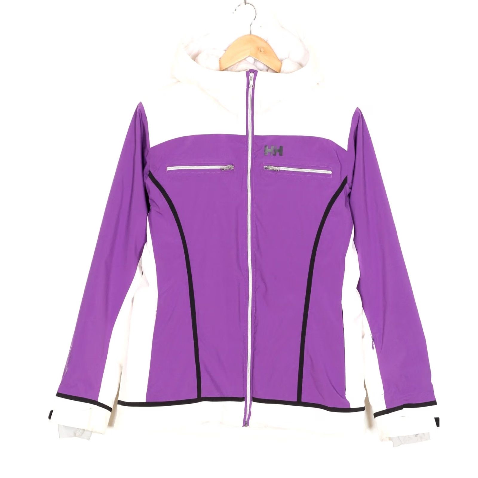 Helly Hansen VINTAGE Helly Hansen Belle Ski Jacket Women L Hooded RECCO H2 Flow PRIMALOFT MJ6091 Size L / US 10 / IT 46 - 2 Thumbnail