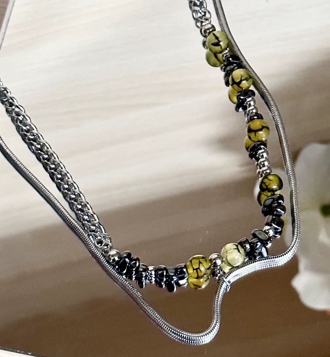 Japanese Brand × Jewelry Retro punk vintage stone beads double layer chain necklace Size ONE SIZE - 6 Thumbnail