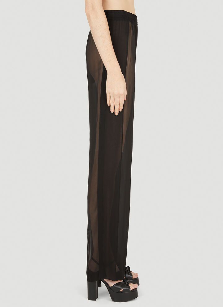 Saint Laurent Paris o1s1wg111024 Pantalon Mousseline Crepe Orga in Black Size 25" / US 0 / IT 36 - 3 Thumbnail