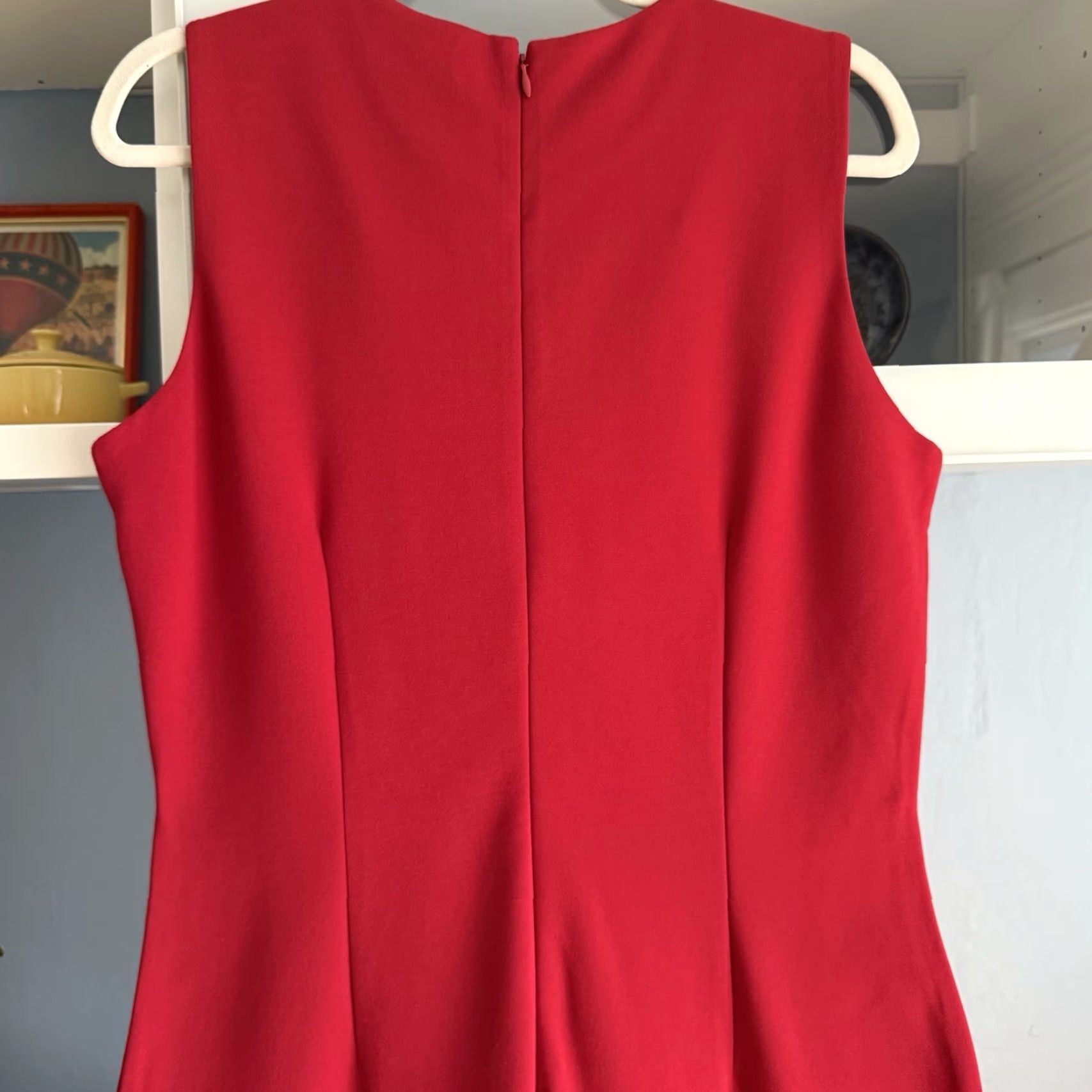 J.McLaughlin J. McLaughlin Dress Women Midi Sleeveless Red Bainbridge Cloth M Sheath Pencil Tank Zip Stretch Size M / US 6-8 / IT 42-44 - 4 Thumbnail