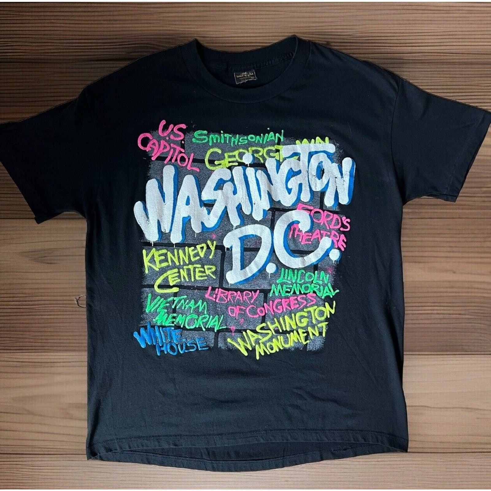 Vintage Vintage Washington DC Shirt Large Black 80s DMV Spray Paint Size US L / EU 52-54 / 3 - 1 Thumbnail